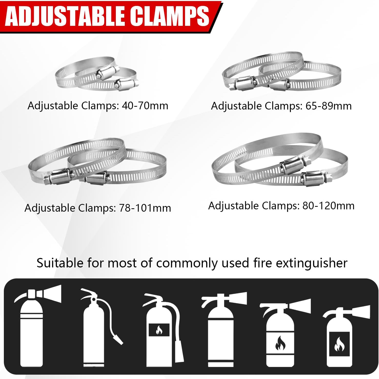 Quick Release Adjustable Roll Bar Fire Extinguisher Mounting Holder Compatible with for Jeep Wrangler Gladiator Ford Bronco Sport UTV Polaris RZR Ranger Camper Van Fire Extinguisher Mount