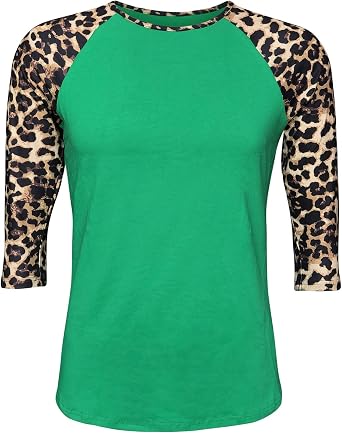 ILTEX 3/4 Sleeve Cheetah Printed Raglan T-Shirt for Women | Lightweight Casual Raglan Cotton and Spandex T-Shirt