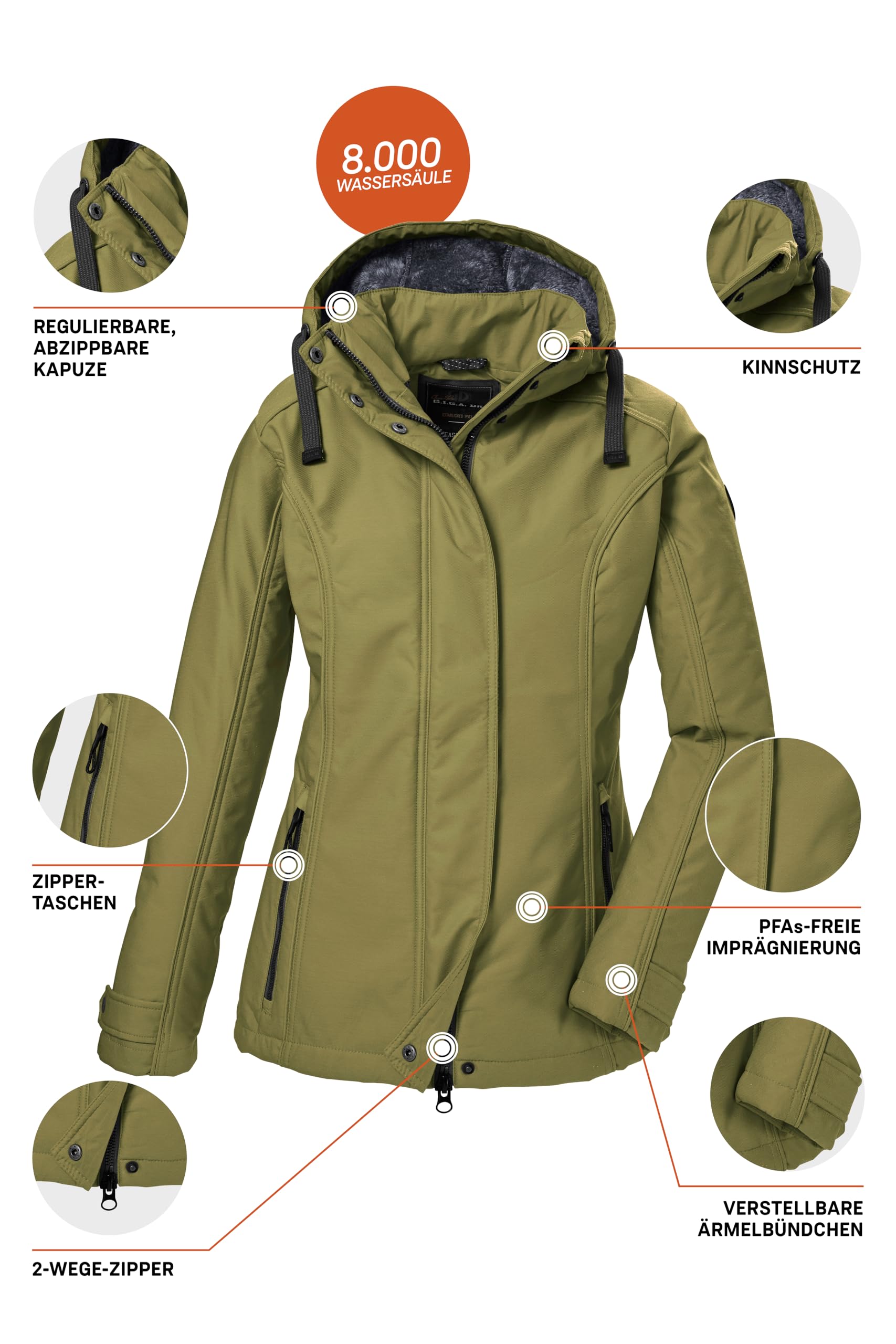 G.I.G.A. DX Damen Gw 23 Wmn Sftshll Jckt Softshelljacke/Outdoorjcake mit abzippbarer Kapuze (1er Pack)