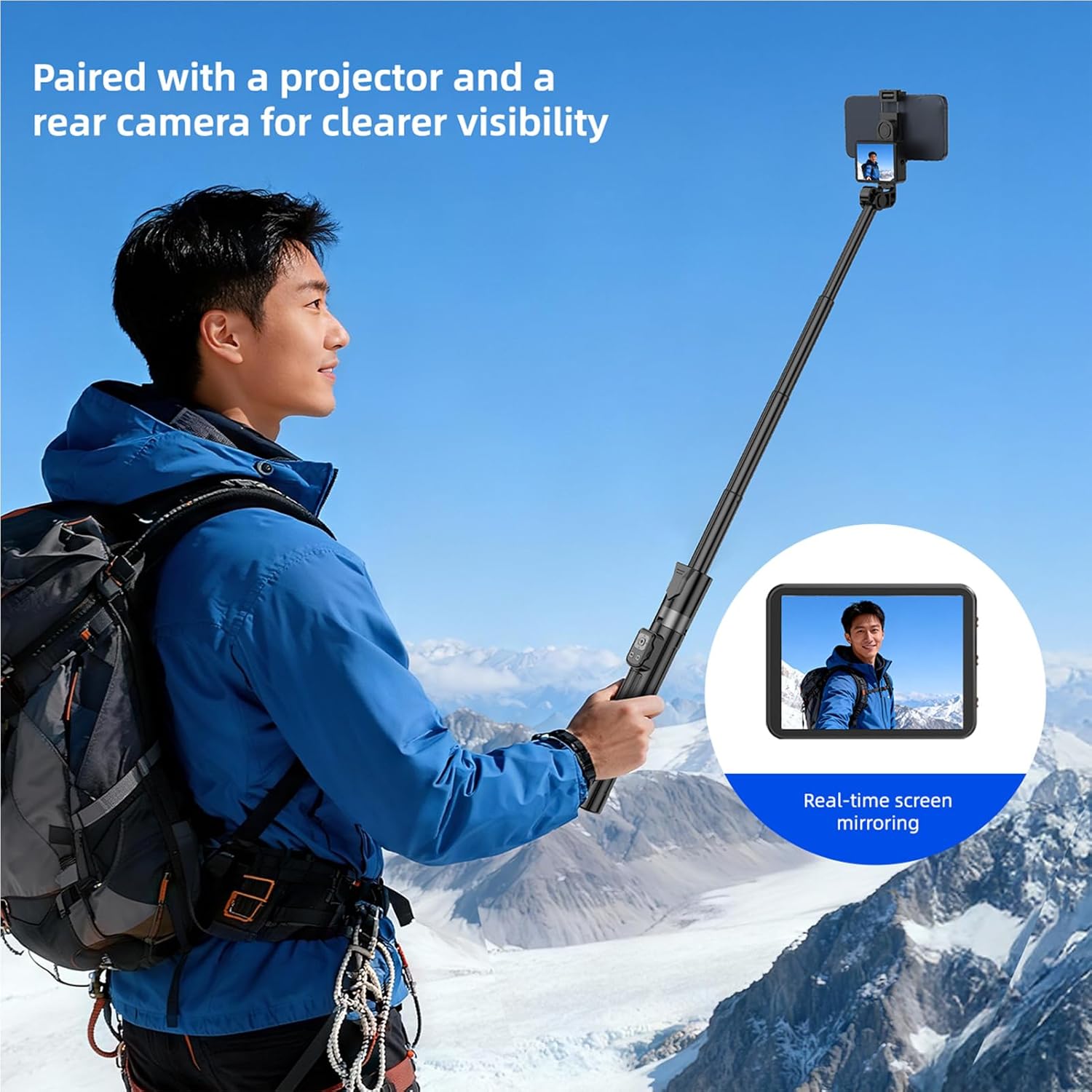 Zyyini 63 Inch Selfie Stick Tripod, Aluminum Extendable Selfie Stick Tripod with Bluetooth Remote and Stand Magnetic Clips, for Travel Vlog Live Streaming