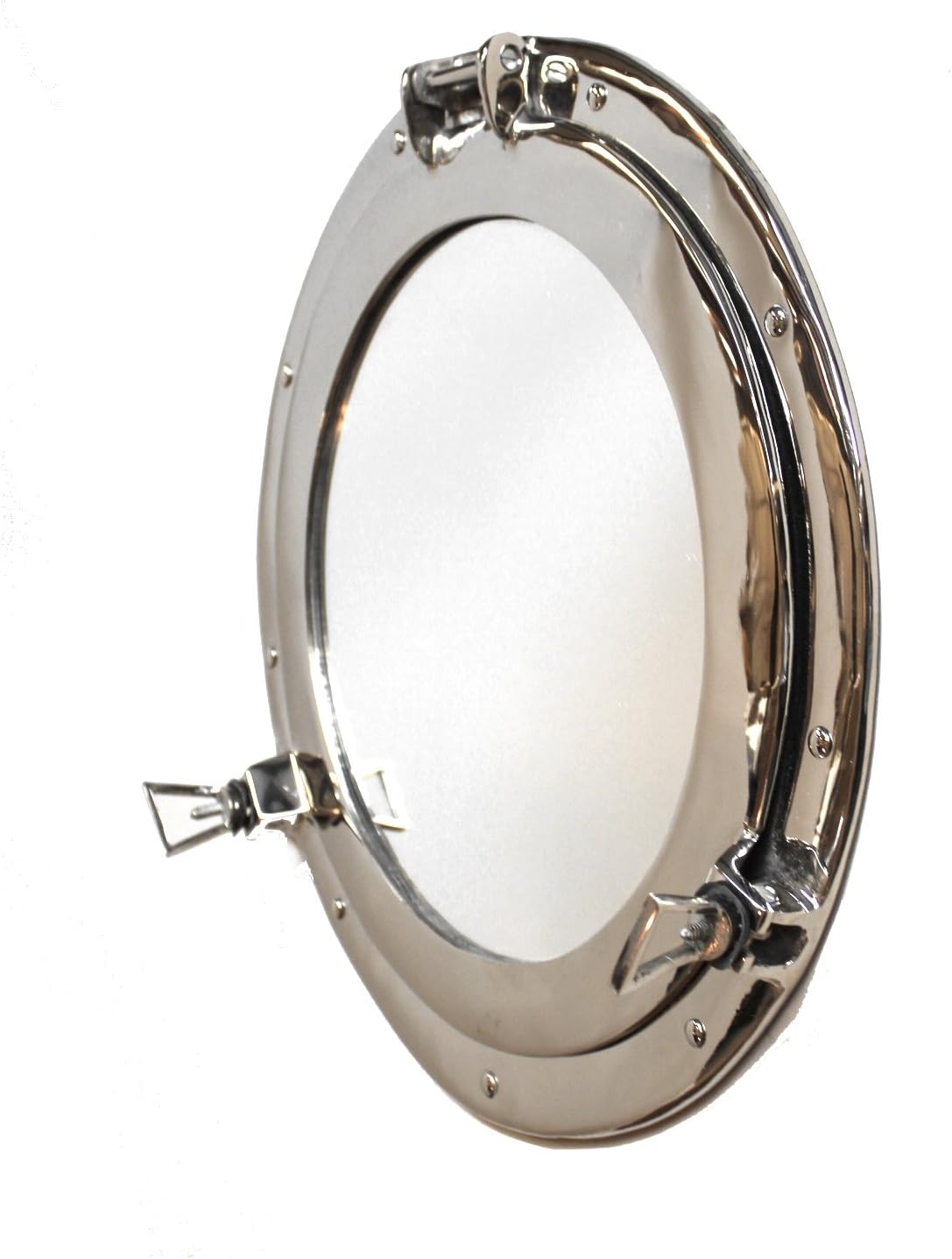 The King's Bay Silver Porthole Mirror Over Solid Brass