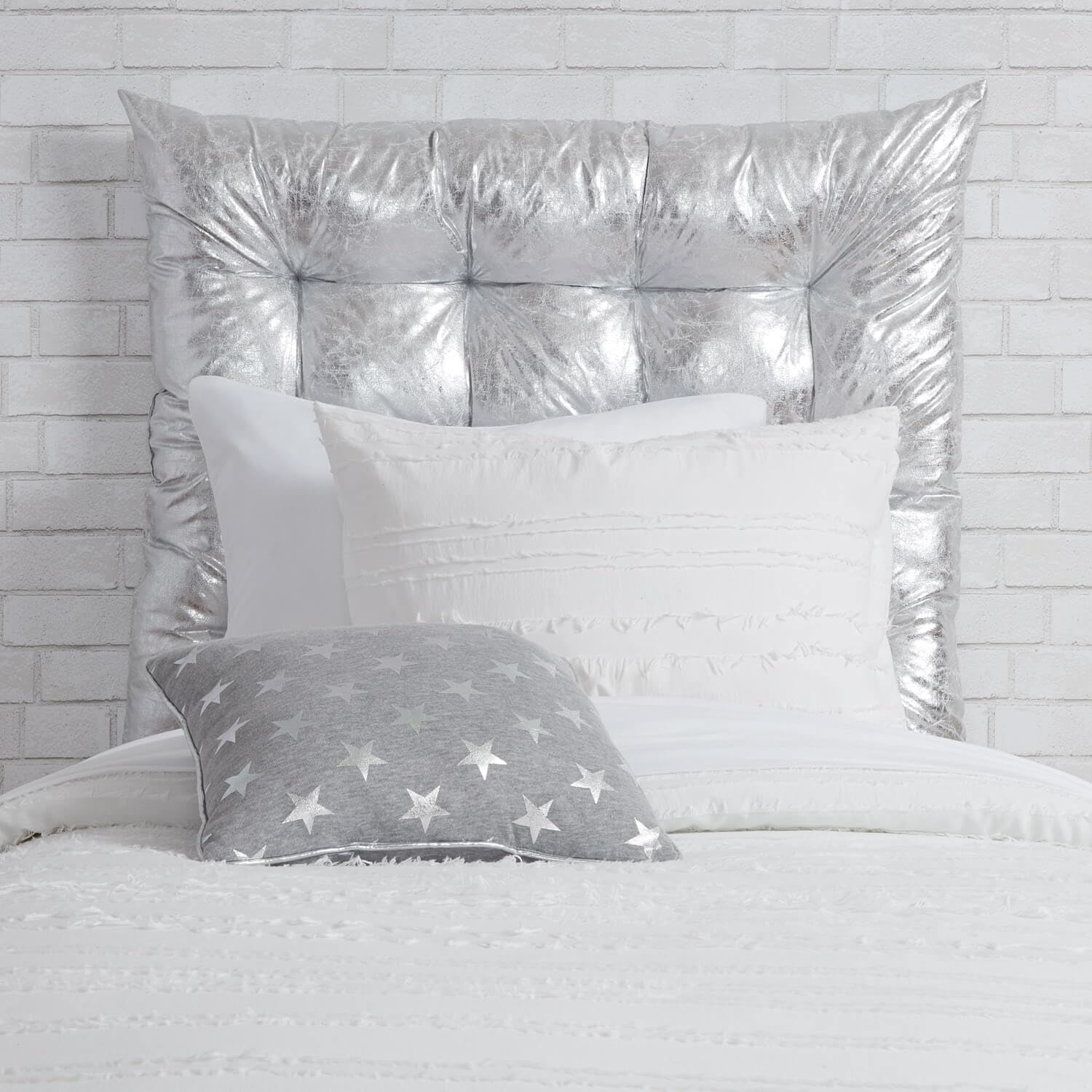 Dormify Opal Tufted Metallic Cushioned Wall Mounted Headboard | Twin/Twin XL | 34" x 40" | Bedroom or Dorm Room Accent Decor Essential