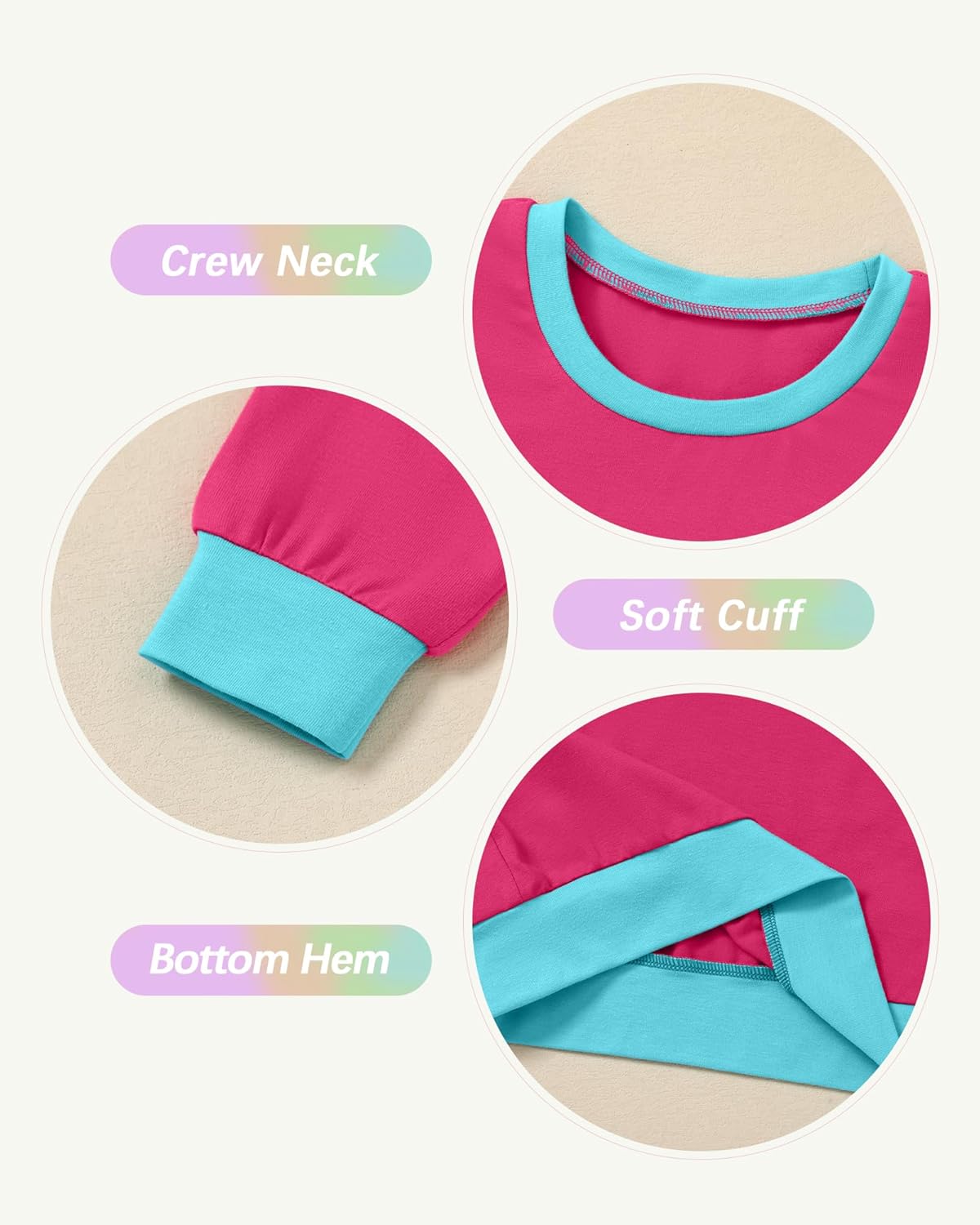 SANMIO Toddler Girl Clothes Outfits Cute Color Block Long Sleeves Top and Pants Sweatsuit 2 Piece Winter Clothing Set - Image 5