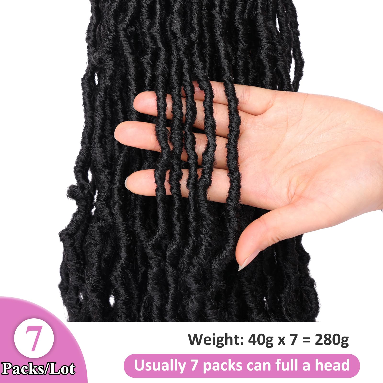 Samtress 14 Inch 7 packs Faux Locs Crochet Hair With Curly Ends Natural Wavy Nu Goddess Locs Synthetic Braiding Hair Extensions Natural Black (#1B) - Image 4