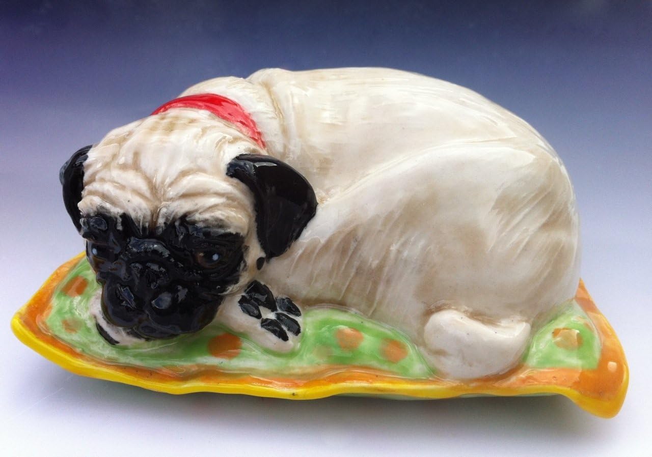 Pug ornament, Suki, Pug Sculpture, Pug Figurine by Clare McFarlane