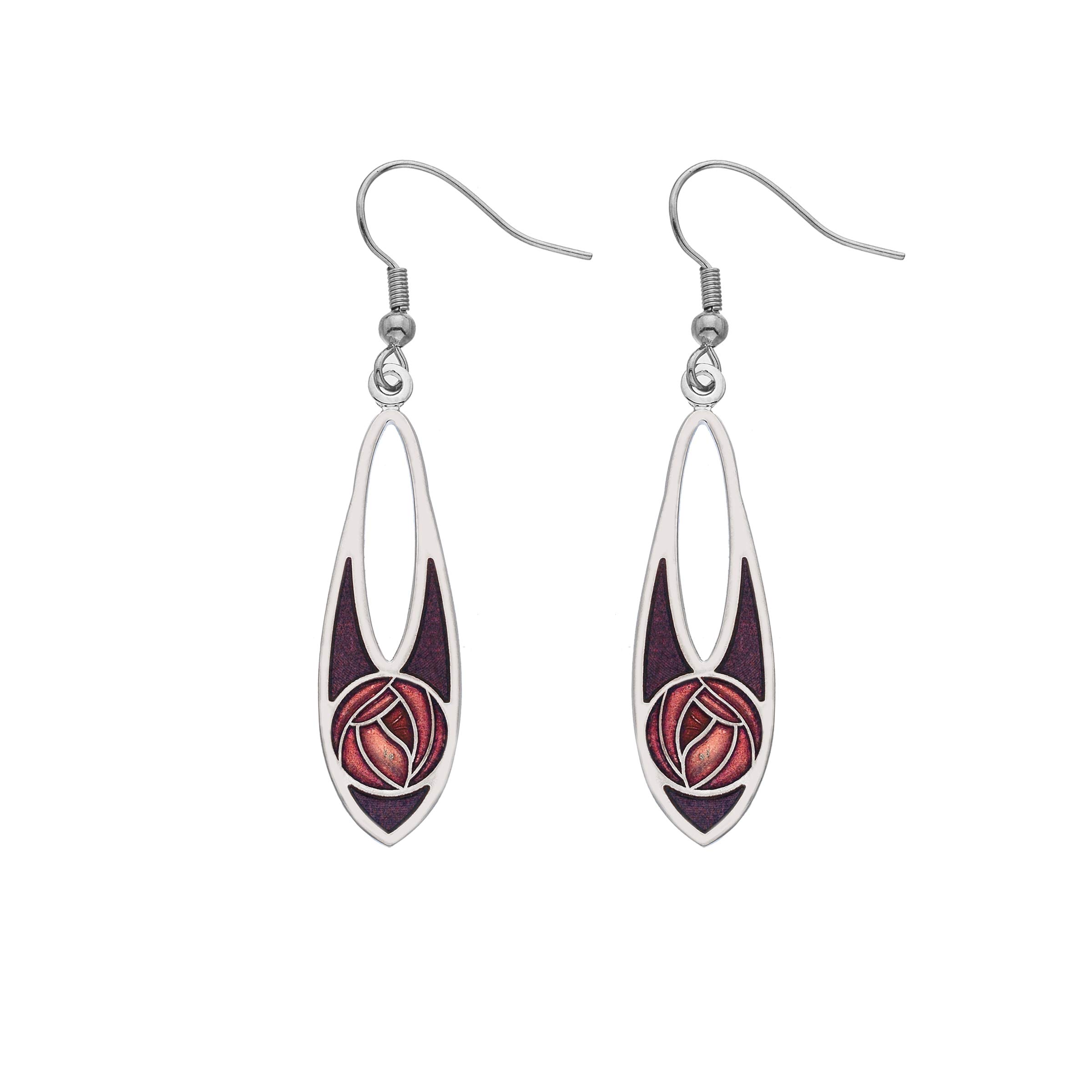 Sea GemsRennie Mackintosh Inspired Rose, 36mm Teardrop Hook Earrings