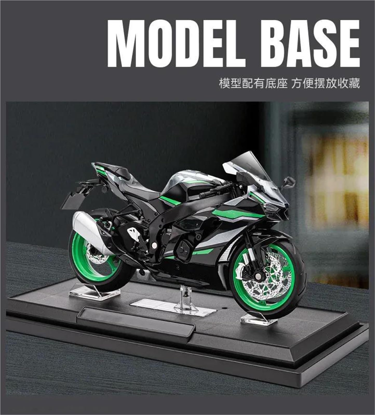 Modello in Scala Modellino di Moto da Corsa in Lega 1:12, Pressofuso in Metallo, Modello Sportiva Strada, Giocattolo con Suoni E Luci, Regalo per Kawasaki per Ninja ZX-10R(Grey)