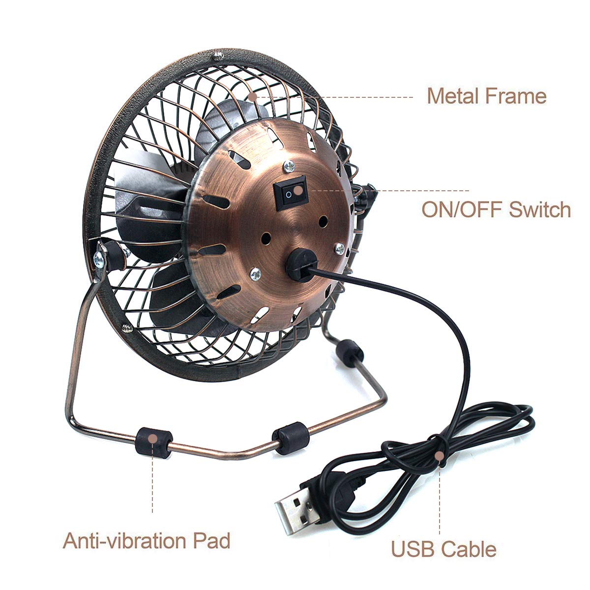 Ventilatore Da Scrivania Silenzioso Da 5000 MAh, Mini Ventilatore USB, Oscillazione Automatica Rotazione A 360 Ventola Ricaricabile A Velocita Continua Per Auto Camera Da Letto Ufficio Passeggino Campe 72057875