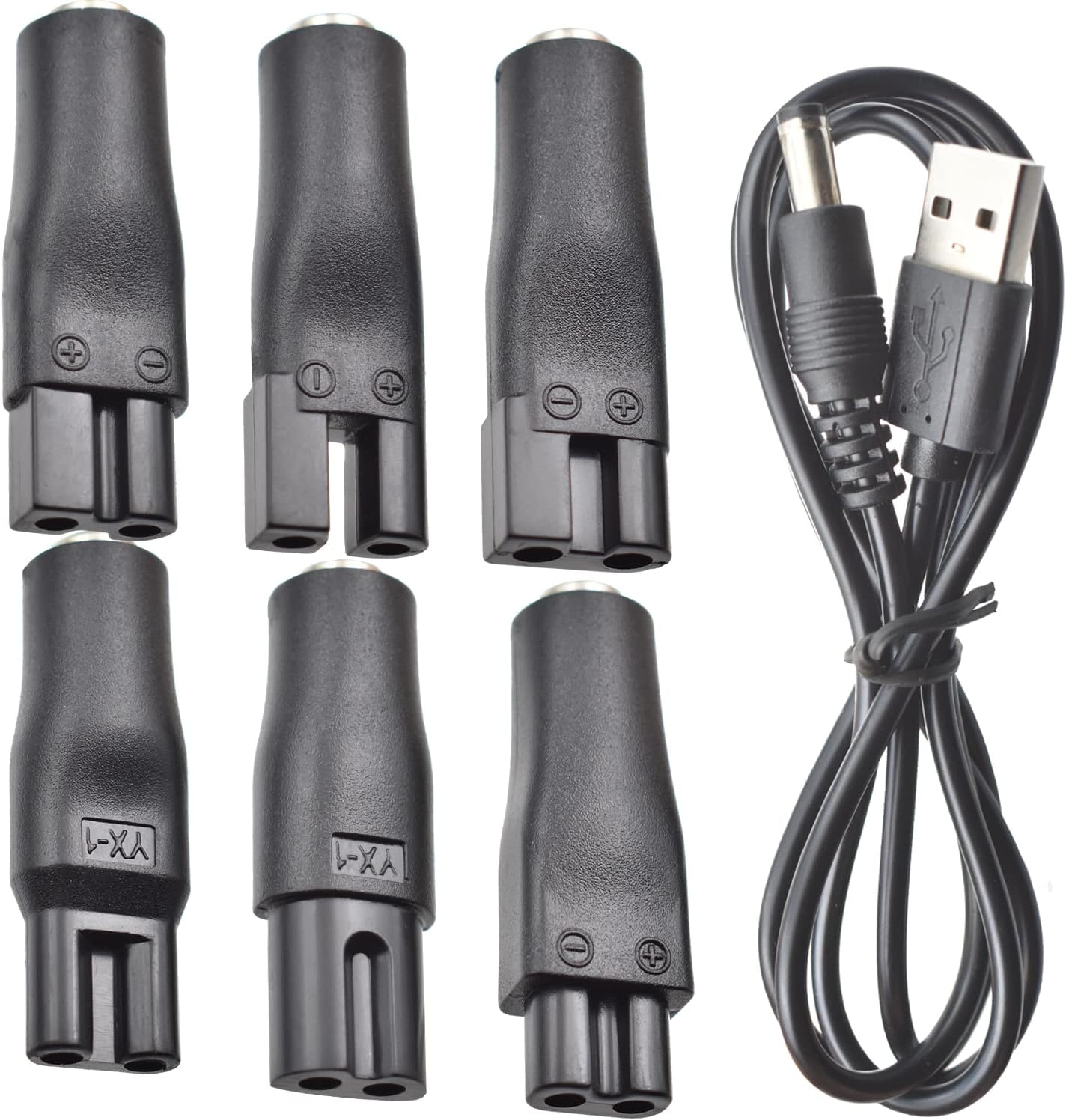 Pack of 7 5 V Razor Charger Power Cable USB Adapter Set for a Variety of Electric Hair Clippers, Beard Trimmers, Shavers, Beauty Instruments, Electric Hairdressers, Air Purifiers