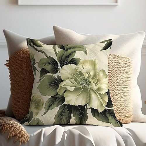 Miniatura 7 de Green White Chinoiserie Floral Throw Pillowcase Dynasty Pillowcase 24x24in Decorative Pillow Home Cotton Linen Elegant Cushion Cases for Couch Sofa