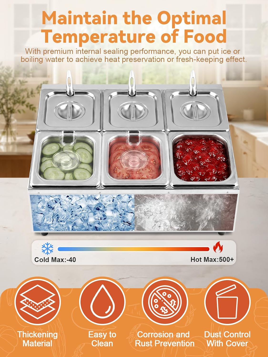 Kalolary 6 Pans Pizza Topping Station Pizza Storage Container