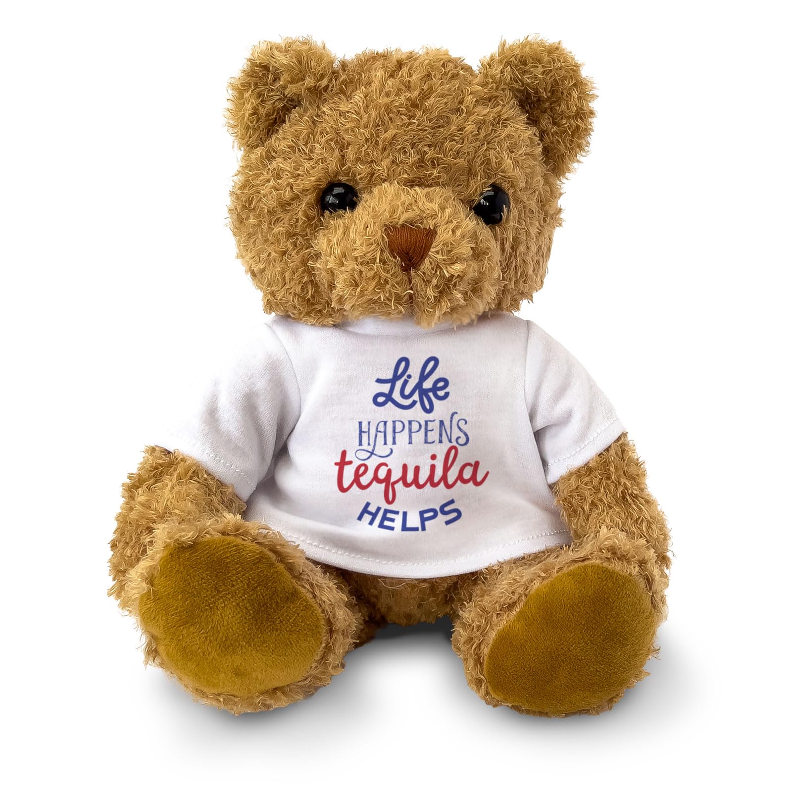 LIFE HAPPENS TEQUILA HELPS - Teddy Bear - Cute Soft Cuddly Adorable - Gift Present, Brown