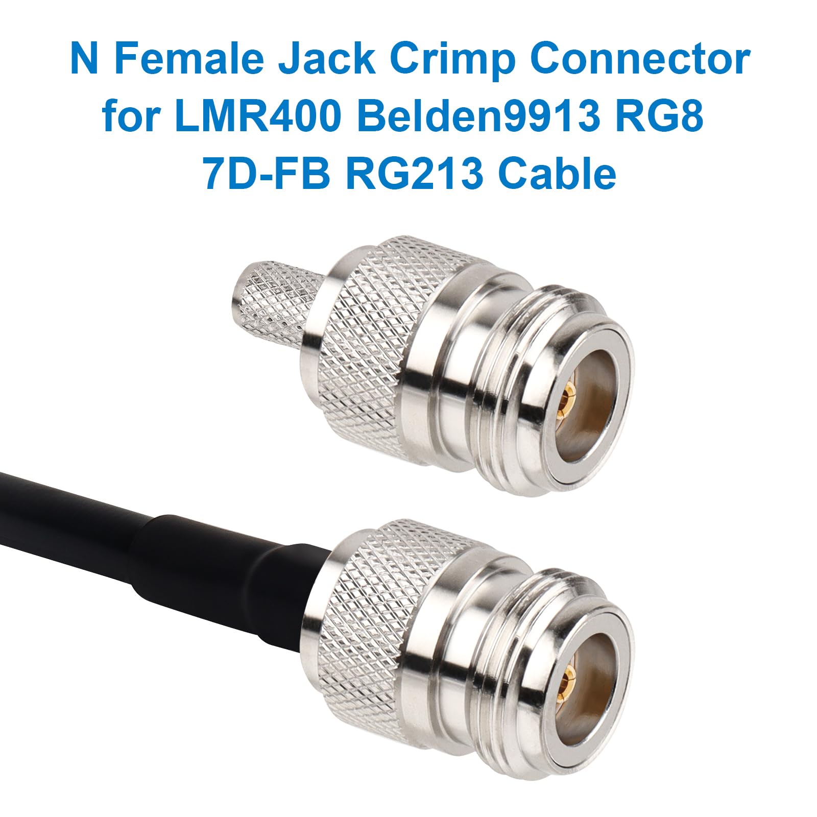 XRDS -RF Confezione da 5 connettori a crimpare per jack femmina N per LMR400