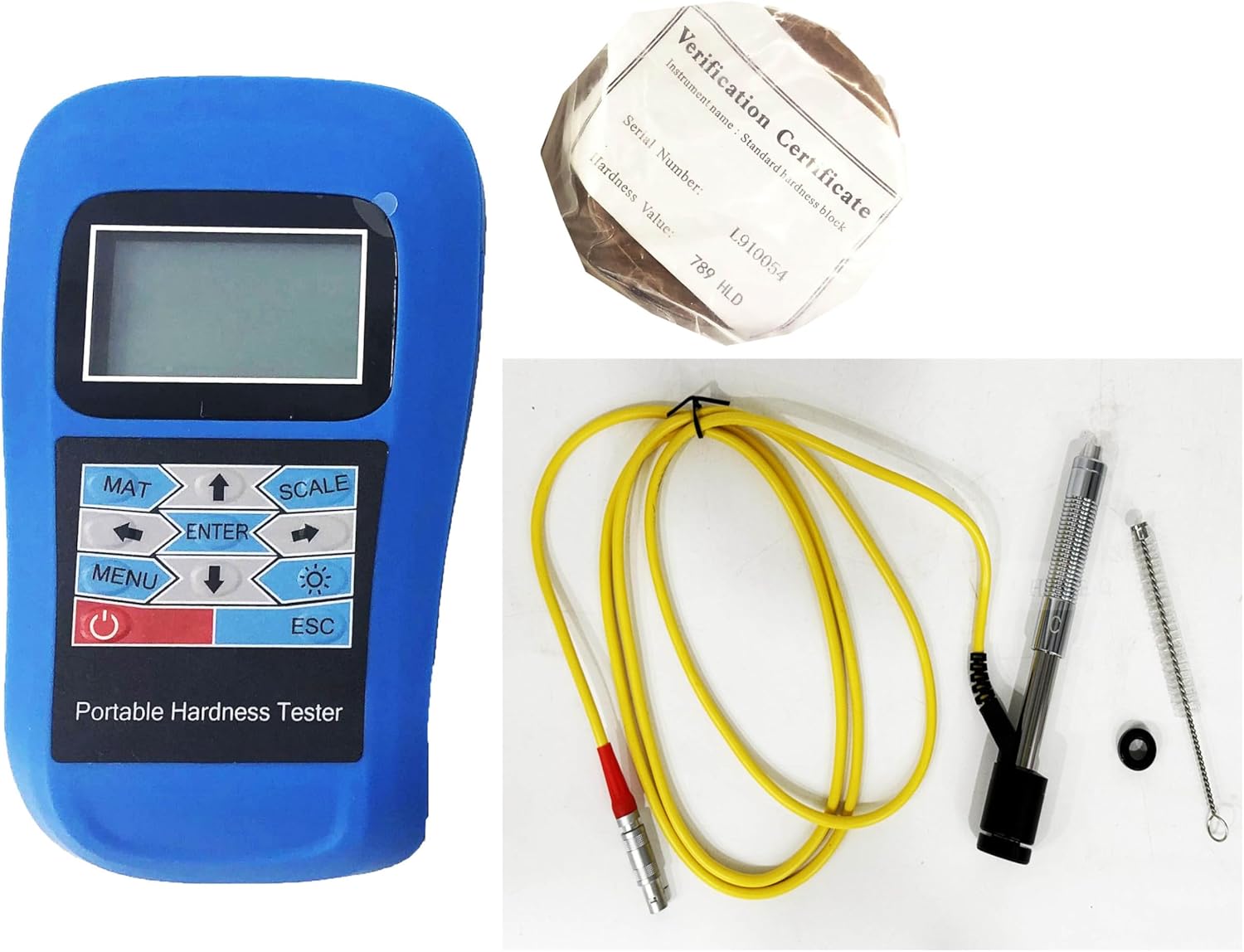 Portable Leeb Hardness Tester Meter Gauge With C Type Impact Device C Probe and Cable HRC HB HV HS HRB for Small/Light/Thin Parts,Cast Aluminium Alloys Hardened Layer Surface