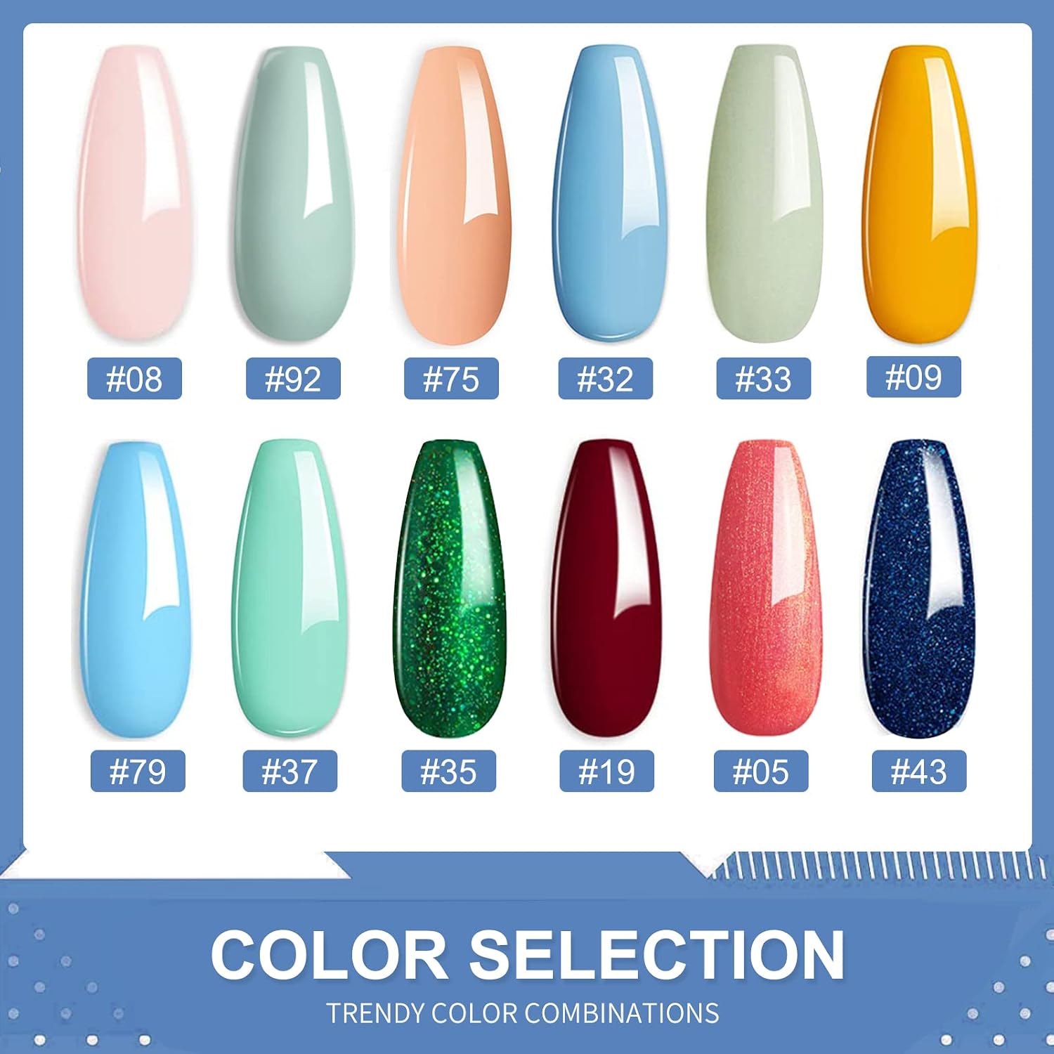 Fine Dipping Powder Royal Blue Colors No Need Lamp Cure Dip Powder Nails,Like Gel Polish Effect, Even & Smooth Finishing,(No.43)