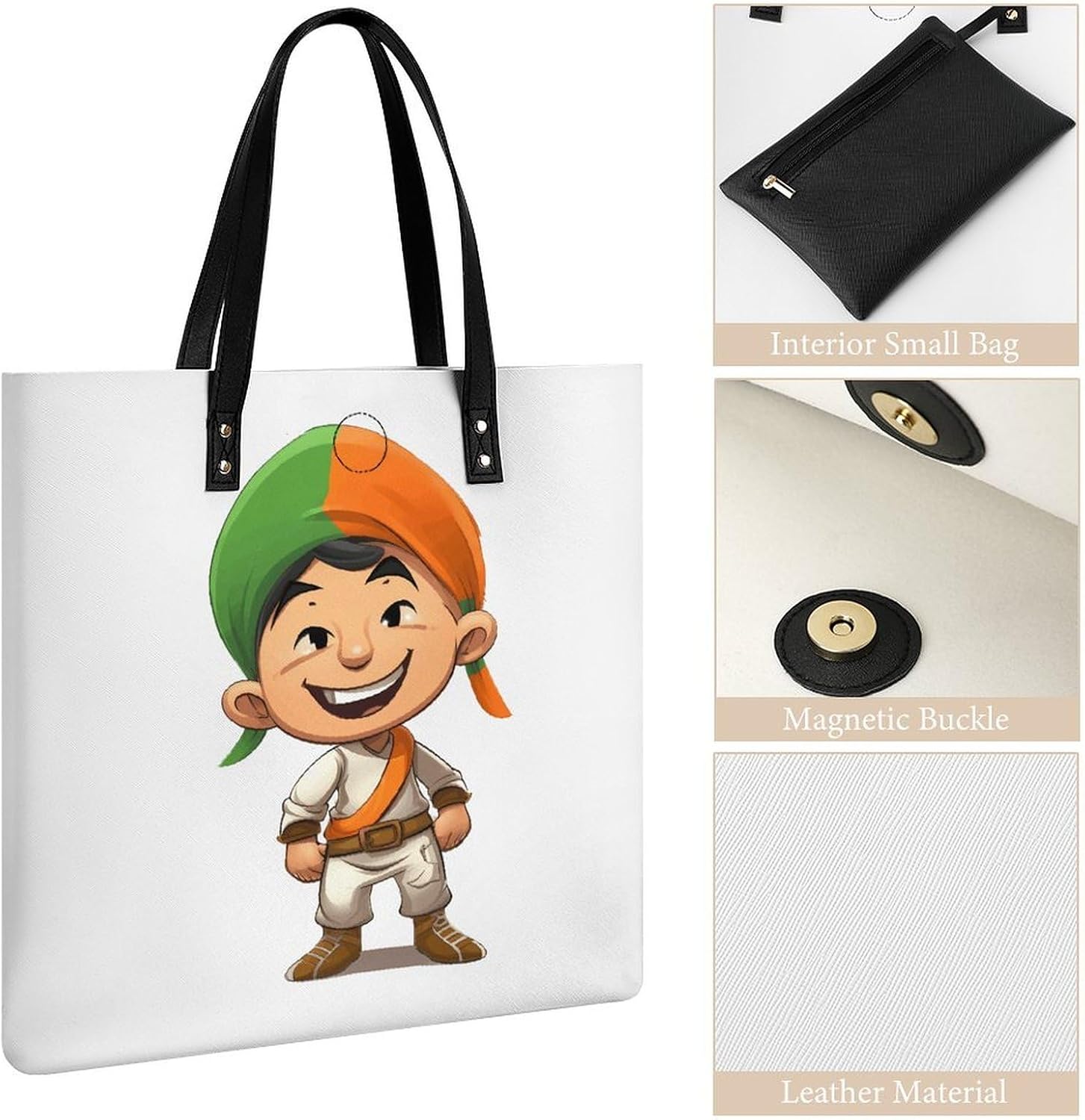 Man Wearing Turban Tote Bag with Magnetic Buckle Reusable Grocery Bags Lightweight Cross Body Handbag for Daily Essentials