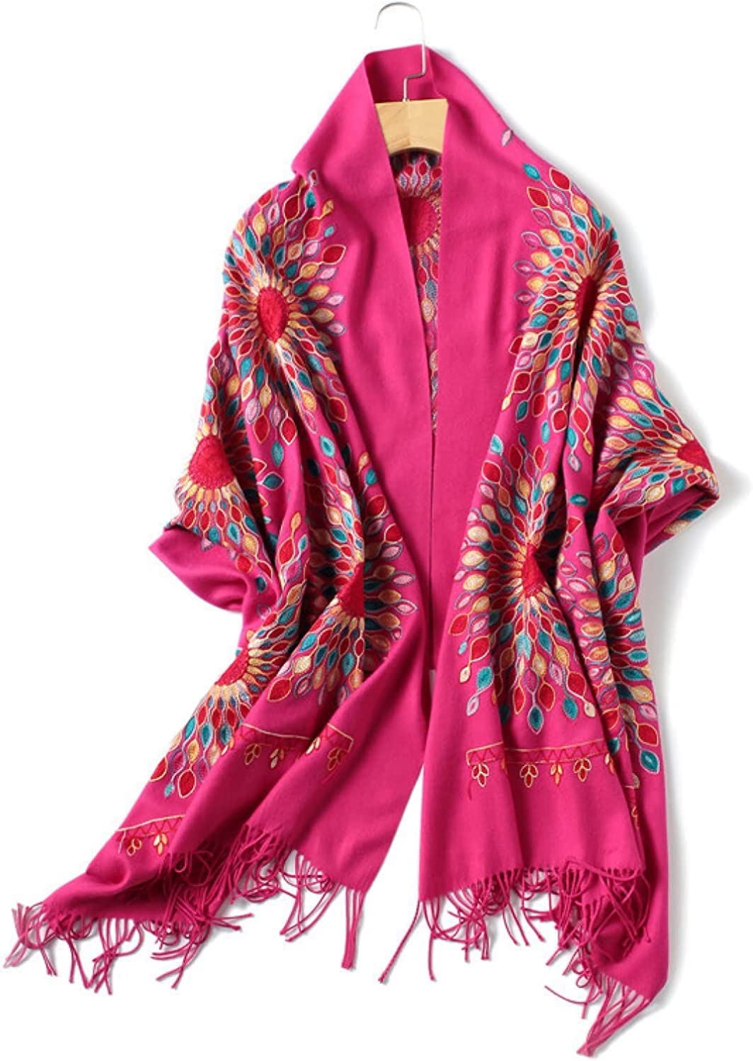 Modischer Schal Wickelschals Poncho Schal, Damen Winter Kaschmir besticktes Design Schals solide Decke Warm feminin (Farbe: WJ300-12, Größe: A)