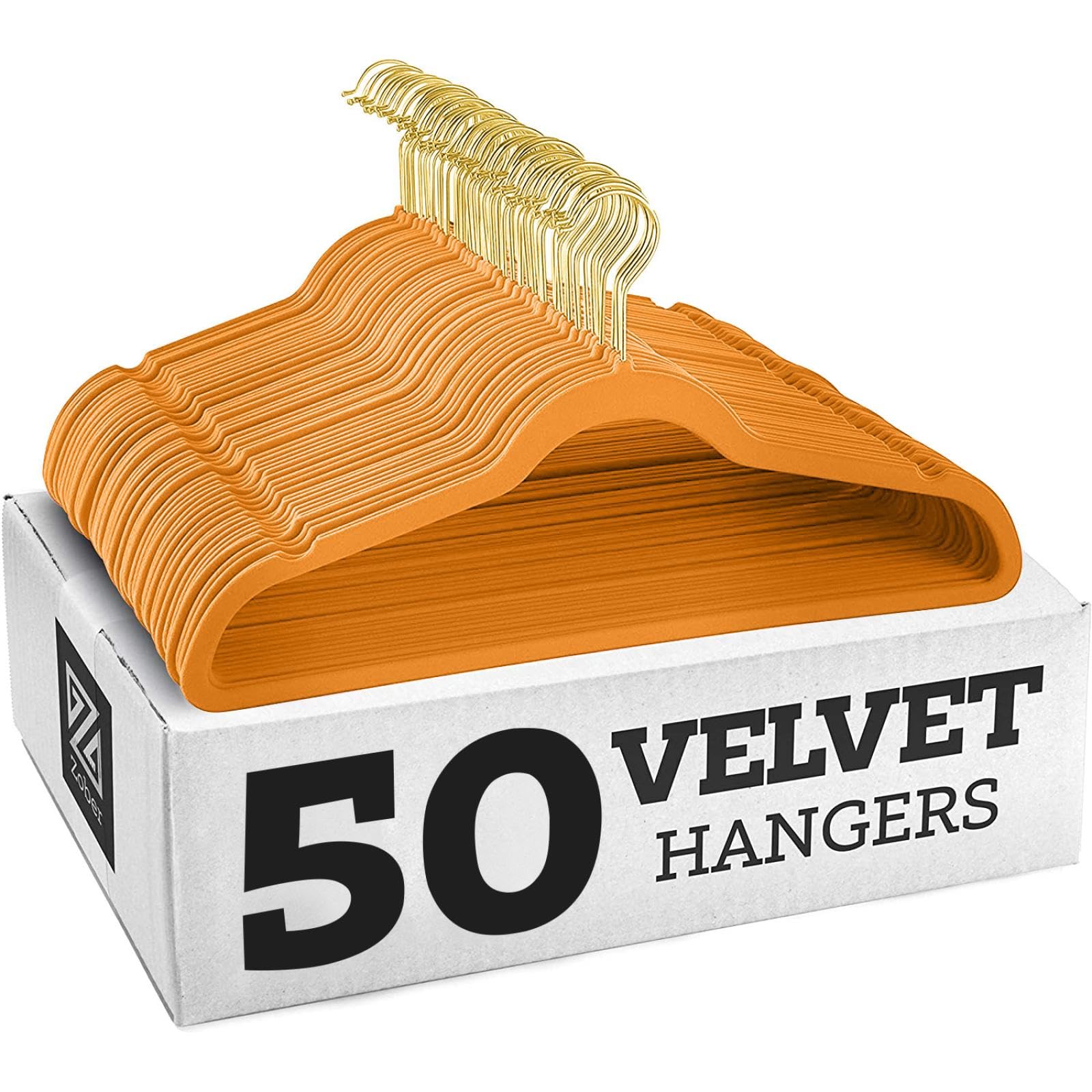 Velvet Hangers,wrinkle Resistant,ultra Thin Non Slip, Hook Hold Upto 11 Lbs/17.5 * 9 * 0.2 in (Orange_Gold Hook,20 Pack)