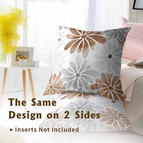 Miniatura 7 de Kawani Juego de 2 fundas de cojín azul marino de 16 x 16 pulgadas, fundas de cojín de flores de dalia aguamarina morada, decoración floral verde