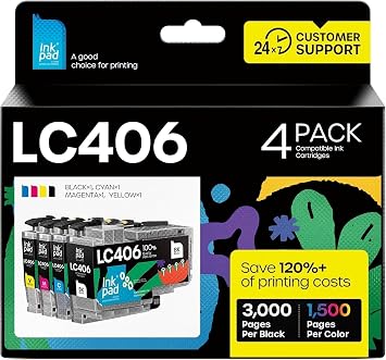 LC406 Ink Cartridges Compatible for Brother LC 406 LC406XL Ink Cartridge