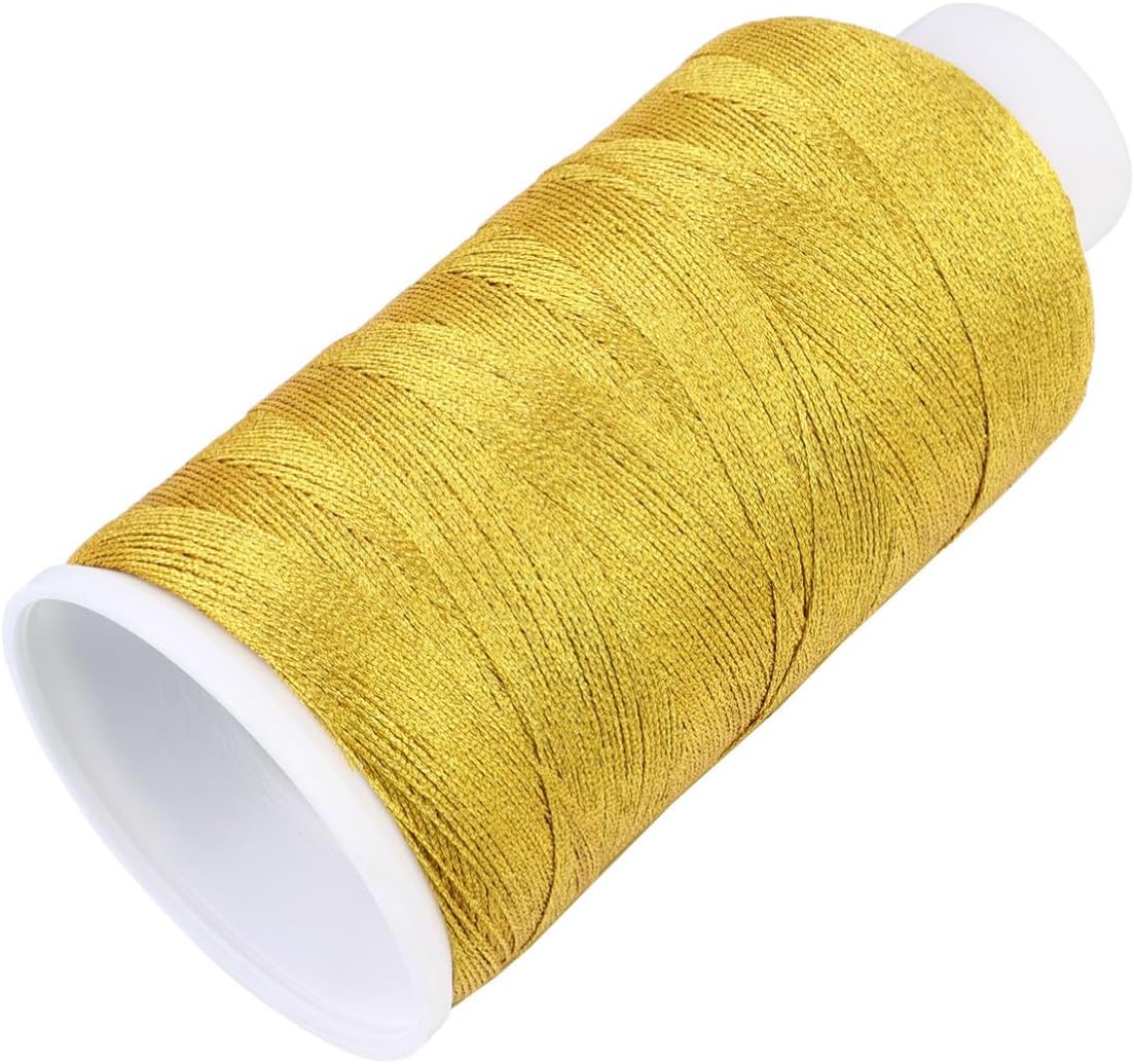 SEWACC Golden Nylon Sewing Thread Spools with 6 Strands, High Tensile Strength Quilting and Dress Making Thread, Sturdy and Not Easily Tear or Break, for Crafts and Jewelry Beading