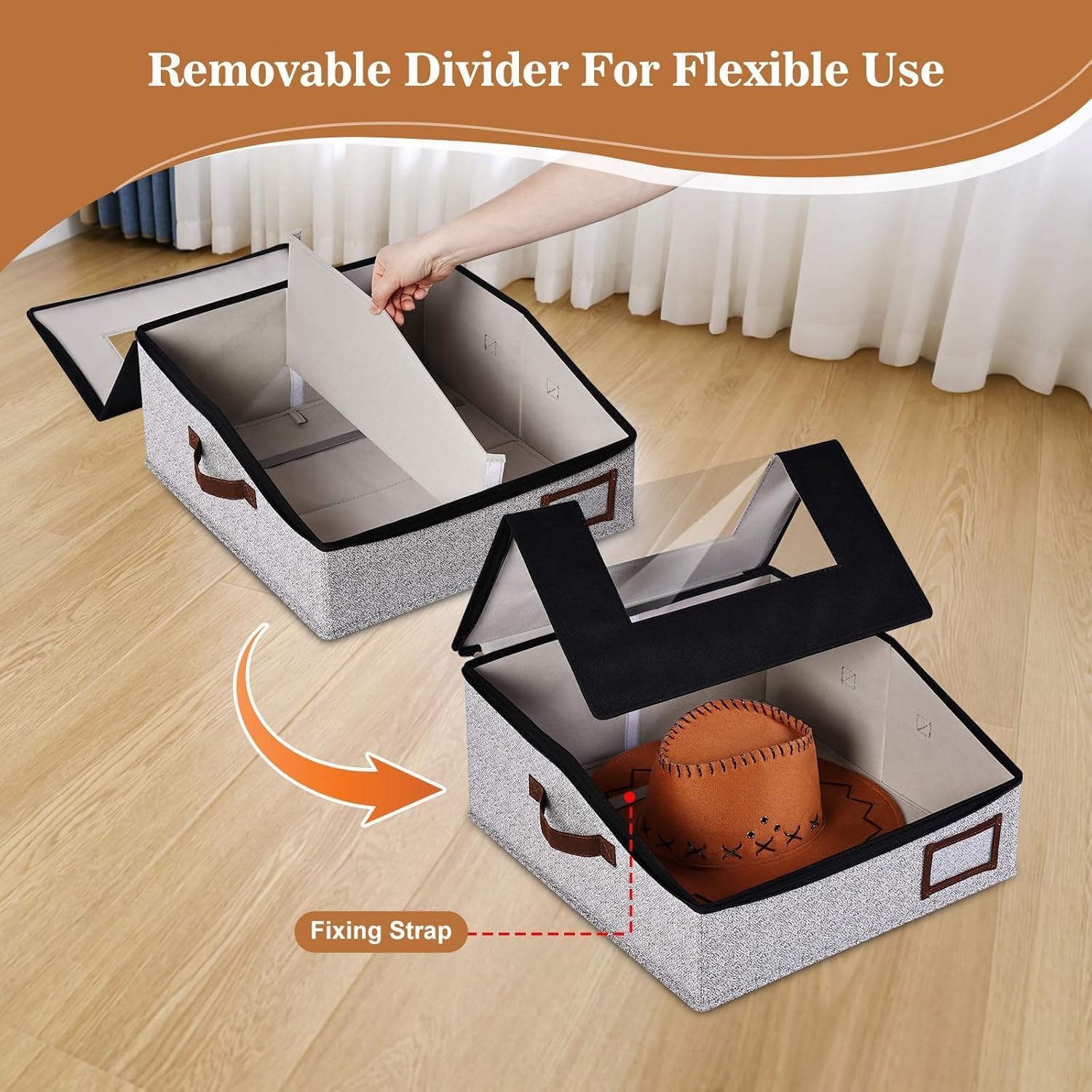 2 Pack Hat Storage for Baseball Caps, Hat Storage Box with Clear Window