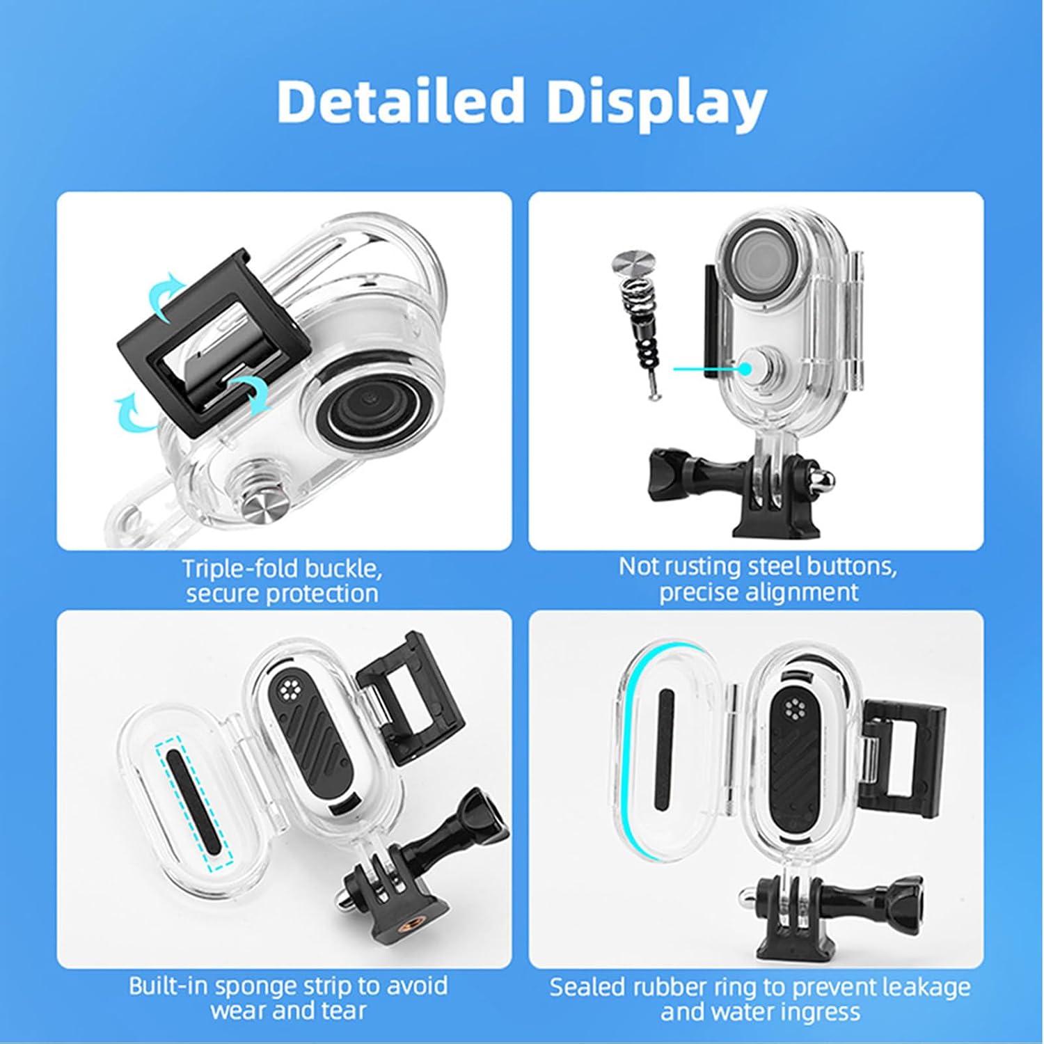 Generic Waterproof Housing Case Compatible for Insta360 GO 3/3S, 40M/131ft Underwater Diving Case with 1/4 Thread Base