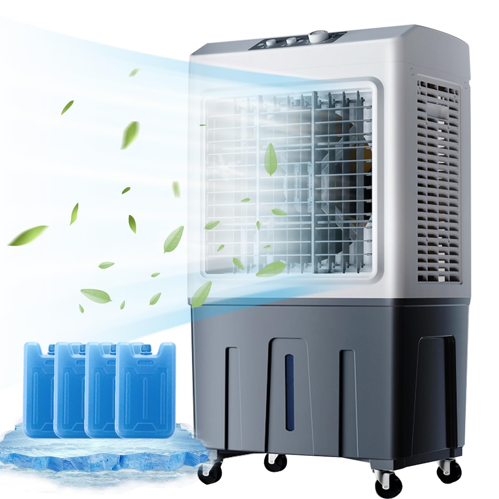 GTHTUHFD Evaporative Air Cooler, 200W Mobile Ac Fan With 3 Speeds, 55L Tank & 4 Ice Boxes, For Home Office Dorm,A-50x34x90cm/19.7x13.4x35.4i