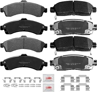 Front and Rear Disc Brake Pads Set Ceramic w/Hardware Replacement for Chevy Trailblazer Ext Ssr/Gmc Envoy Xl Xuv/Oldsmobile Bravada/Isuzu Ascender/Buick Rainier 2005 Saab 9-7X