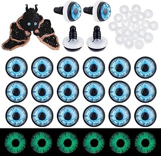 PH PandaHall 20 ojos de seguridad que brillan en la oscuridad de 12 mm que brillan en la oscuridad, ojo de dragón, ojo de ganchillo, color azul profundo, con 20 arandelas para decoración de Halloween