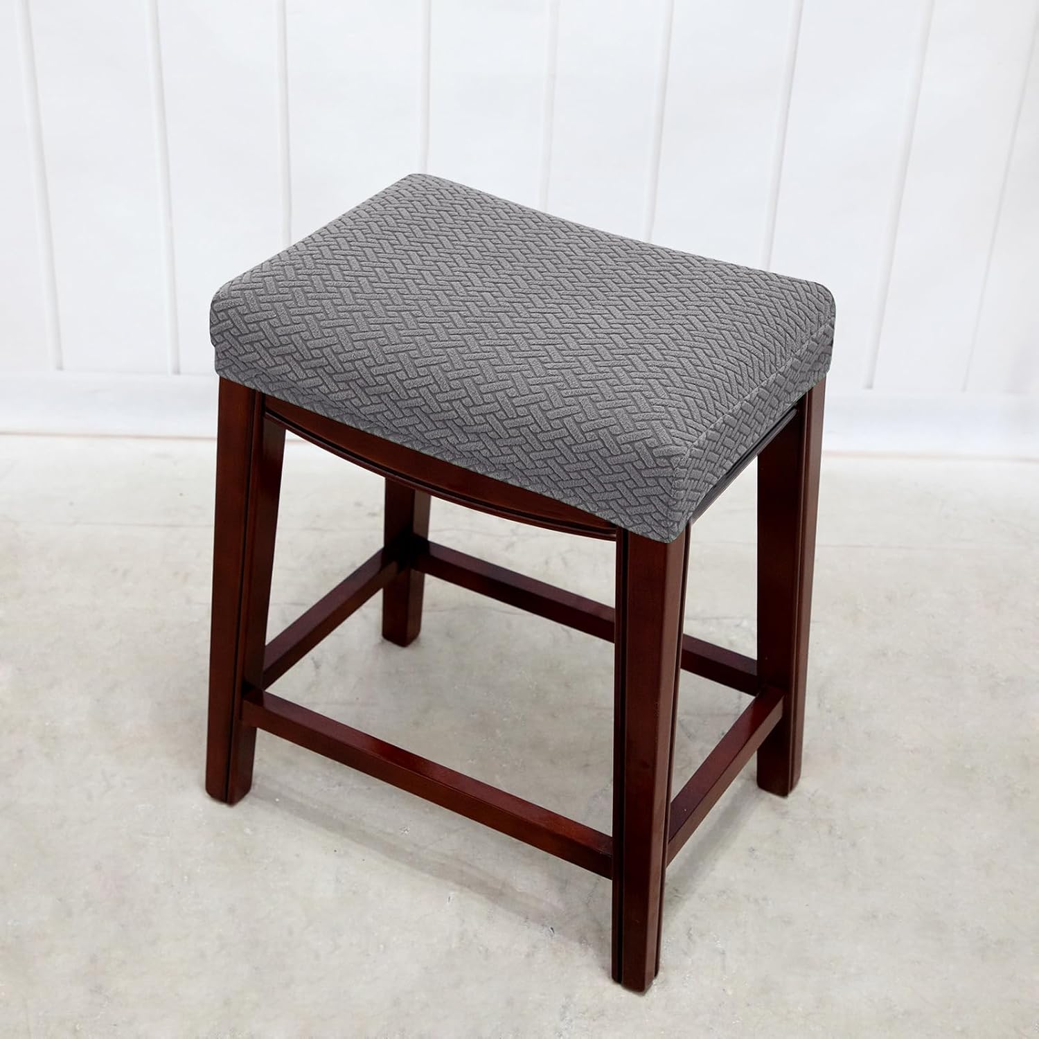 Bar Stool Cover, Backless Bar Stool Cover, Stretch Counter Bar Stools Slipcovers, Bar Stool Chair Covers, Counter Stool Protector (Grey,2 Pieces)