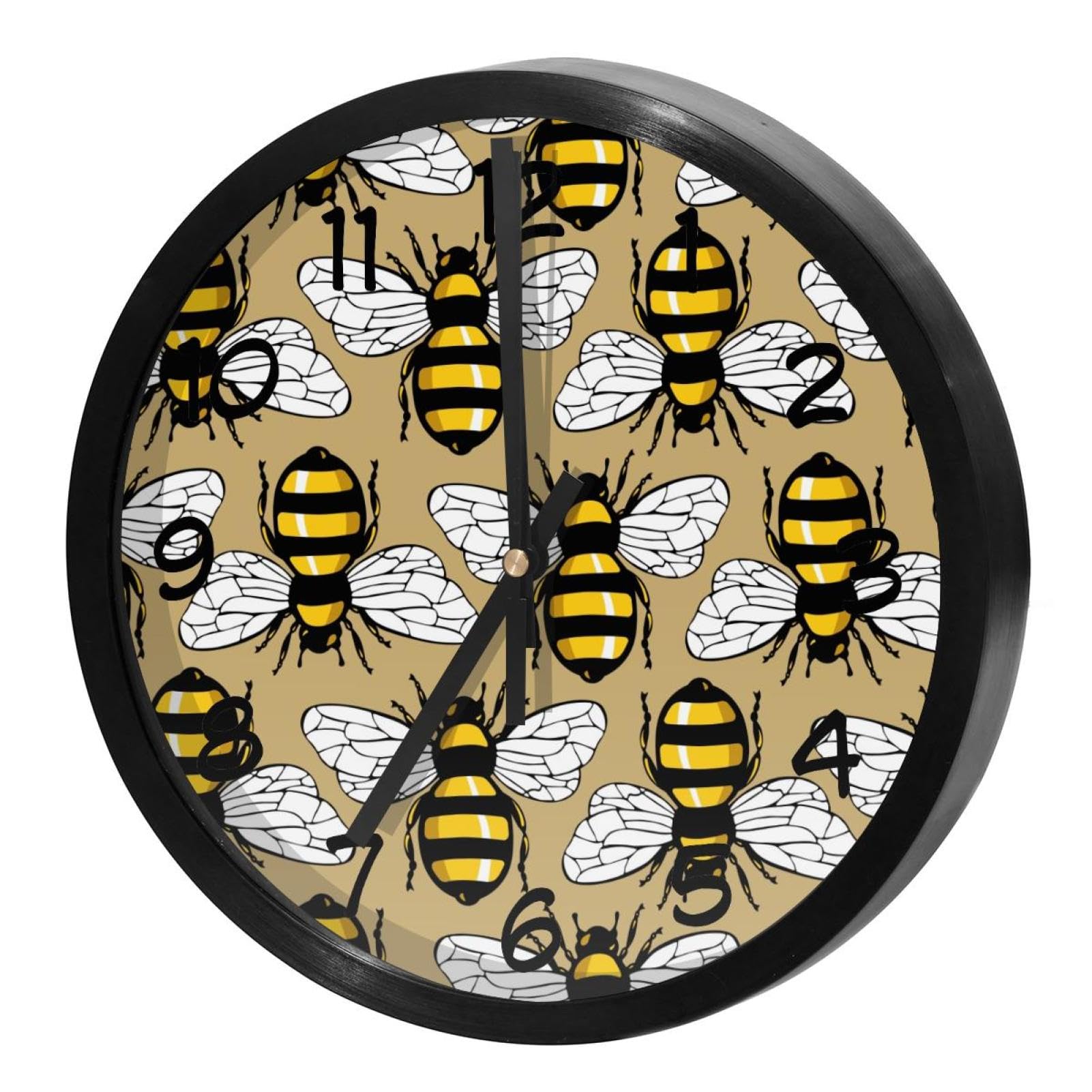 Horloge murale cuisine et bureau décorative ronde motif bourdon nature