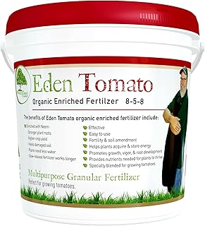 Eden Tomato Organic Enriched Fertilizer | Neem Plant Food 8-5-8 Enriched Formula | for Growing Healthy & Natural Tomatoes (5lbs)