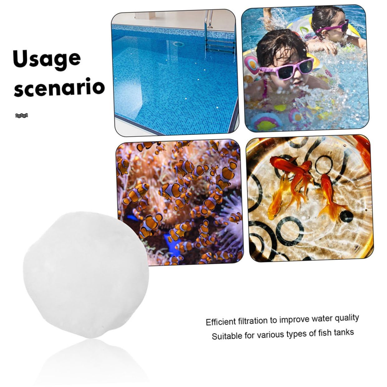 INOOMP Palline Filtranti in Fibra per Piscina 1000g Materiale Filtrante per Filtro a Sabbia Alta Densità per Pulizia Efficiente dell’Acqua Piscina