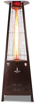 Lava CAPRI A-LINE 42000 BTU Portable Pyramid Patio Heater - 4.75" Glass Tube - 304 Stainless Steel - Triple Protection System Propane, Heritage Bronze