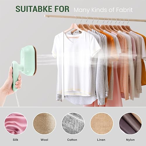 Miniatura 3 de Vaporizador de viaje, vaporizador portátil para ropa, plancha de vapor de mano con cabezal giratorio de 180, mini plancha plegable para el hogar y