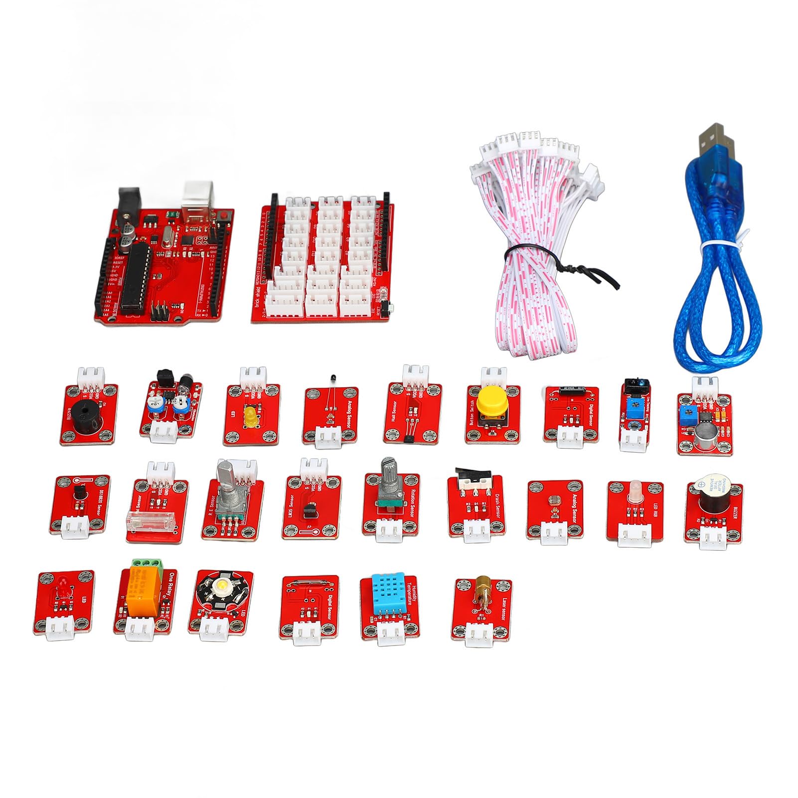Kit di Programmazione per Principianti, Kit di Apprendimento per Scheda di Sviluppo Sensori di Programmazione Grafica in Plastica ABS per Principianti Adatti, Stazioni di Saldatura