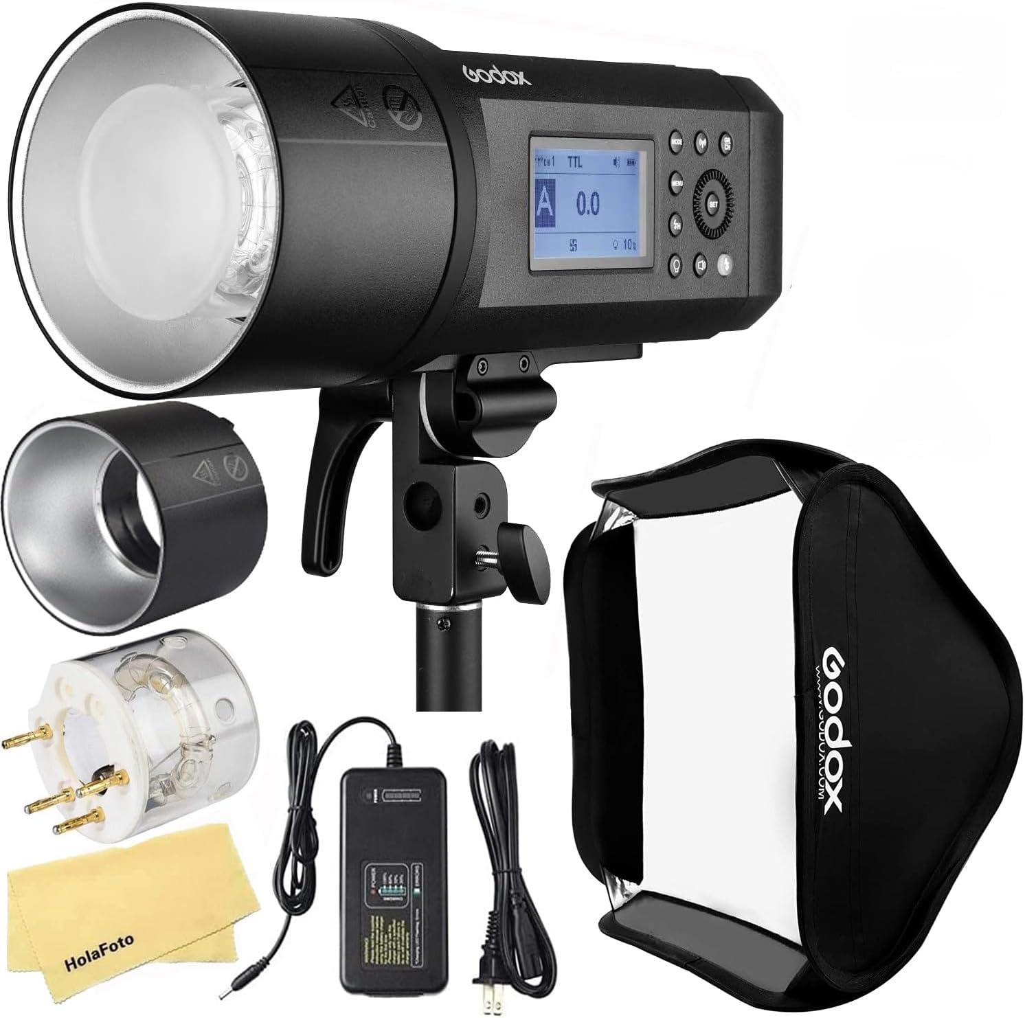 Godox AD600 Pro AD600Pro Godox Flash for Canon Nikon Sony Fujifilm Olympus Panasonic Camera,600Ws TTL Outdoor Flash with Li-ion Battery+Godox AD-R6 Standard Reflector+Godox Softbox 80cmX80cm /32"X32"