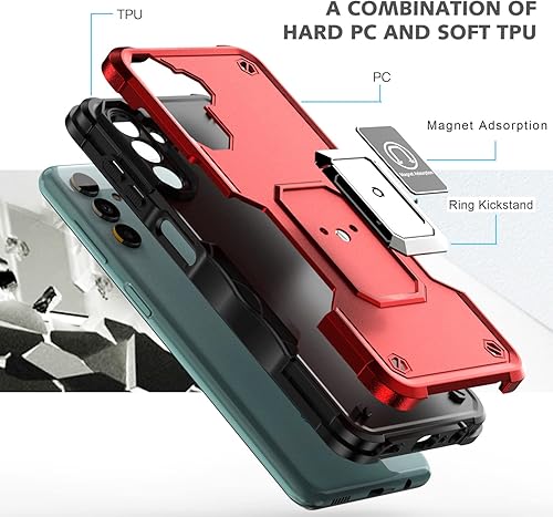 Miniatura 5 de Funda para Samsung Galaxy A14 5G con protector de pantalla y soporte magnético integrado para automóvil, a prueba de golpes, funda protectora para