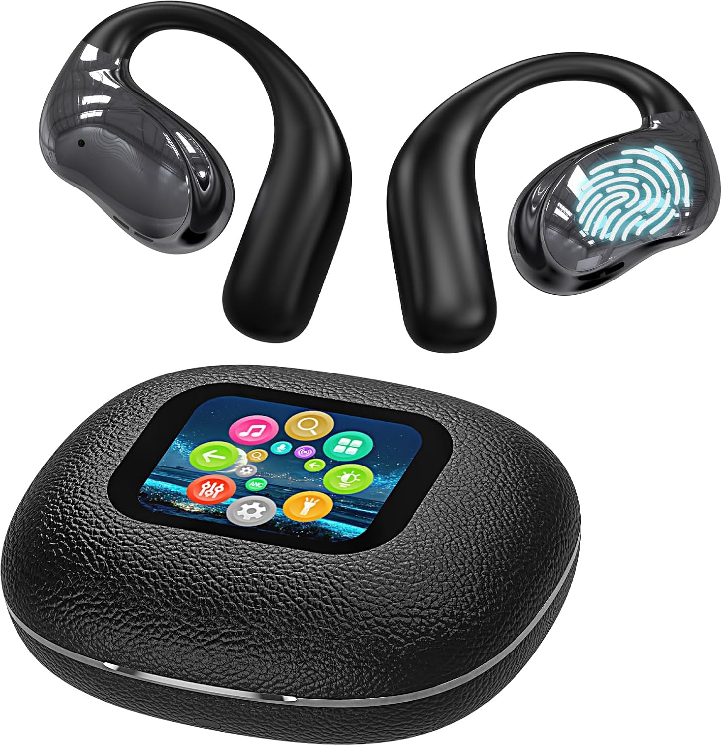 Open Ear Earbuds Ultra Comfort Wireless Bluetooth 5.4 Headphones Over The Ear Earbuds with Intelligent Touch Screen EarHooks IPX7 Waterproof Bone Conduction Earphones for Fitness Sports-Black Open Ear Earbuds Ultra Comfort Wireless Bluetooth 5.4 Headphones Over The Ear Earbuds with Intelligent Touch Screen EarHooks IPX7 Waterproof Bone Conduction Earphones for Fitness Sports-Black