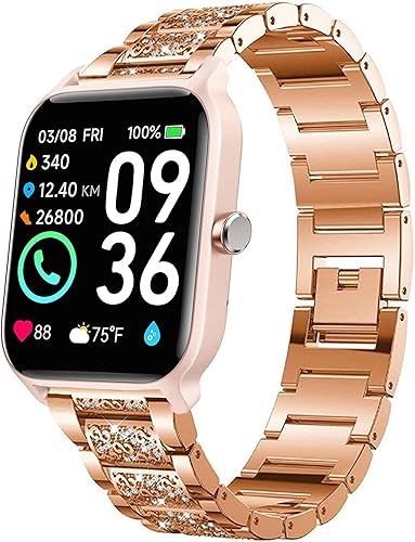 Compatible con correas de reloj inteligente TOOBUR, Lamshaw de liberación rápida para mujer, joyería de metal con diamantes brillantes, correa de