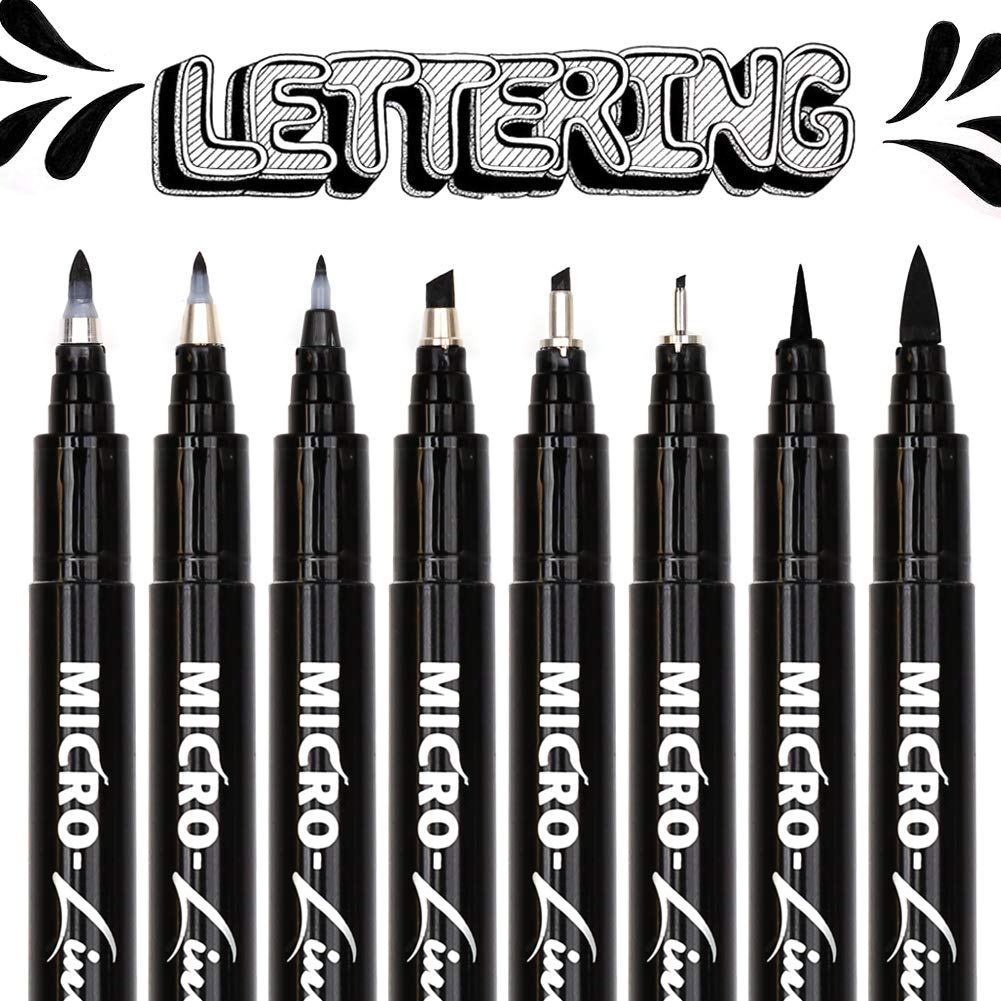 dainayw Hand Lettering Pens, Calligraphy Brush Pen, Size Black Markers  Set For Artist Sketch, Technical, Beginners Writing, Art Drawings, Signature