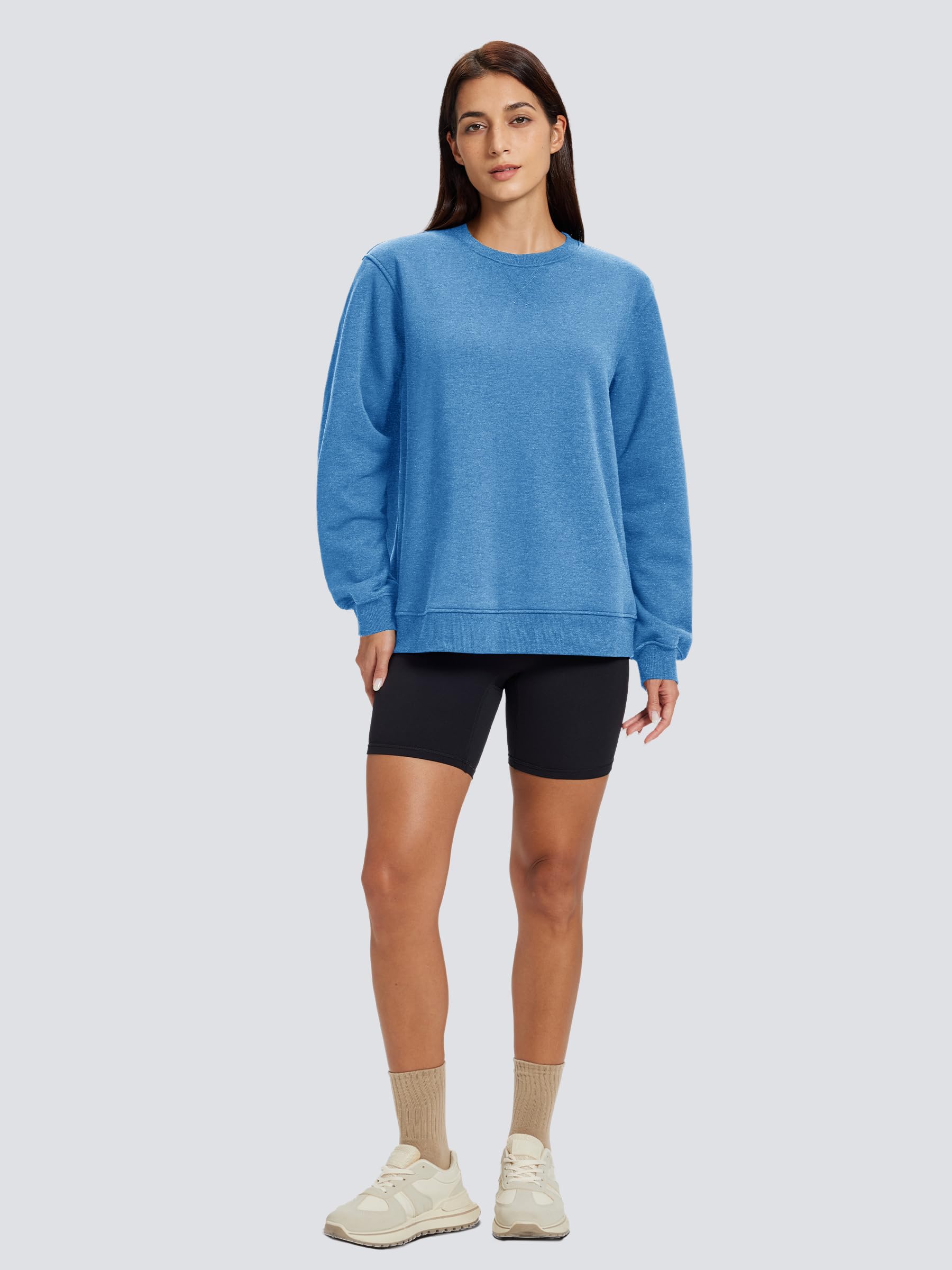 TACVASEN Damen Sweatshirt Pullover Langarm mit Fleece gefüttert Rundhals Langarmshirt Ohne Kapuze Warm Casual für Herbst Winter