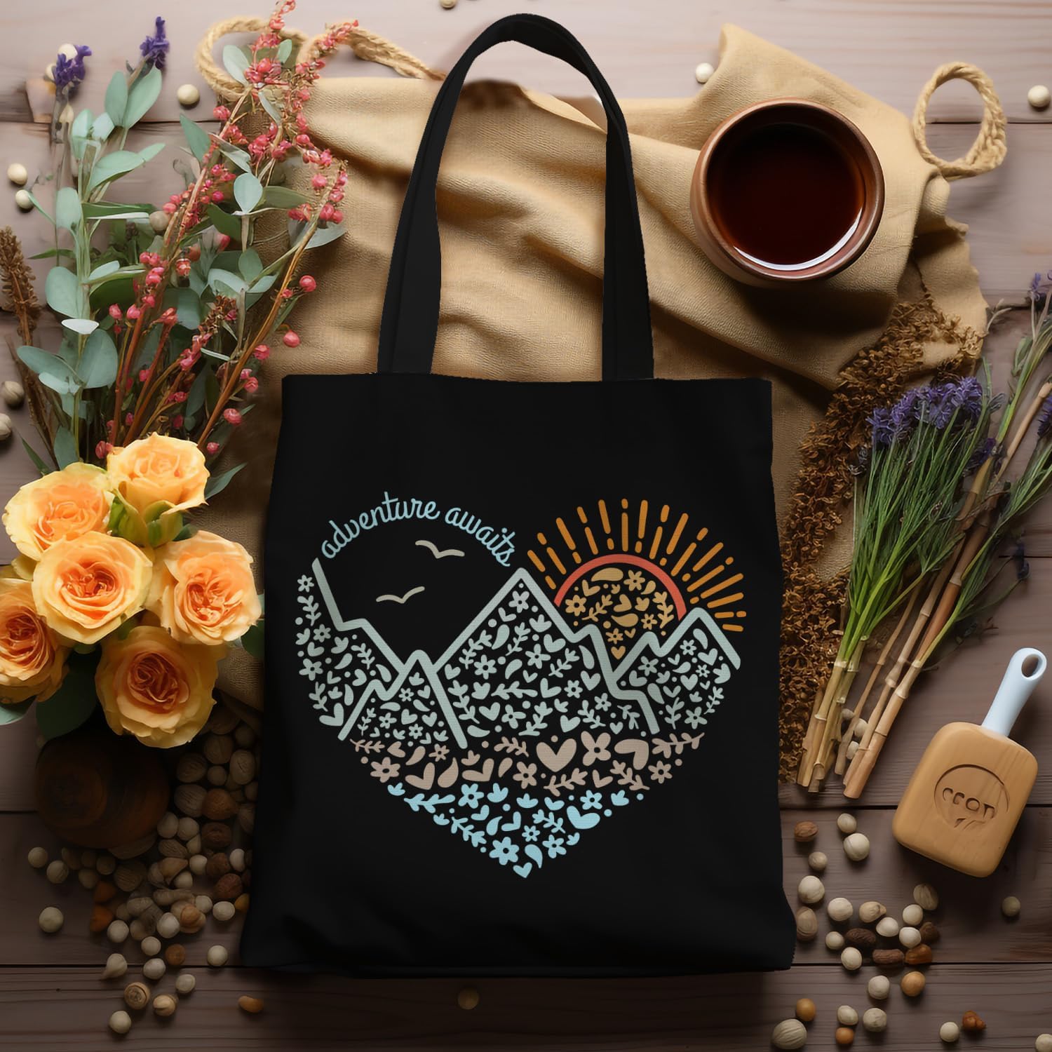 Adventure Awaits Camping Tote Bag, Camping Gifts Canvas Bag for Women Men, Adventure Reusable Grocery Shopping Bags - Image 5