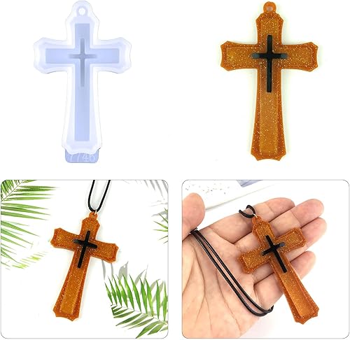 Miniatura 6 de Moldes de resina para joyas llavero de silicona con agujero de resina epoxi para bricolaje llavero collar colgante herramientas para hacer joyas