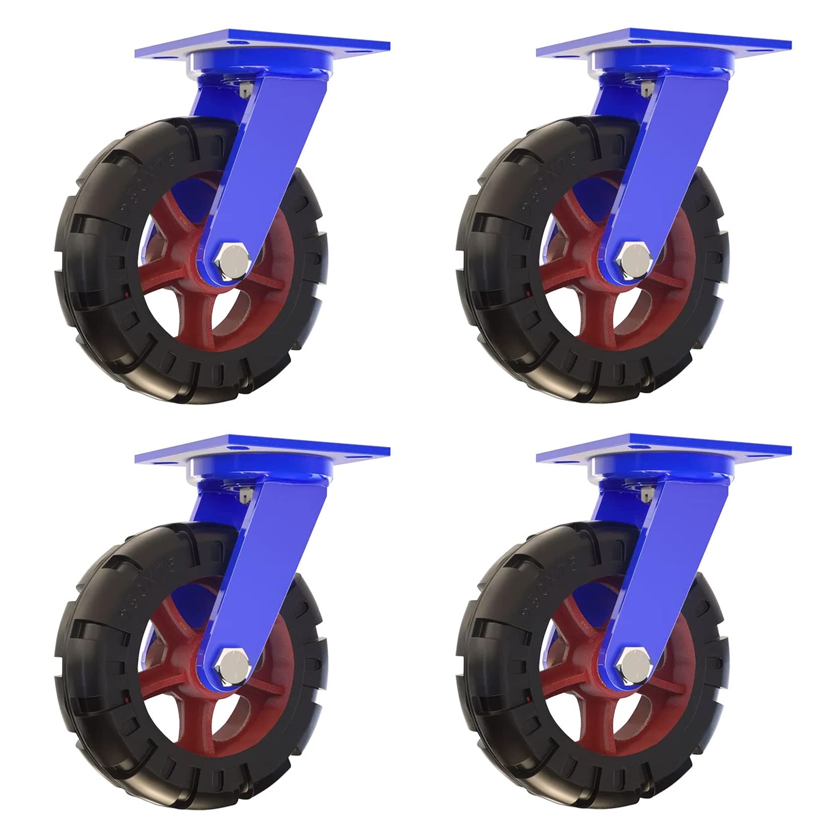 GYEQXKT Heavy Duty Swivel Caster Wheels Set of 4 Solid Rubber 2000 lbs Load Capacity Dual Locking Brakes Perfect for Industrial Equipment & Heavy Machinery