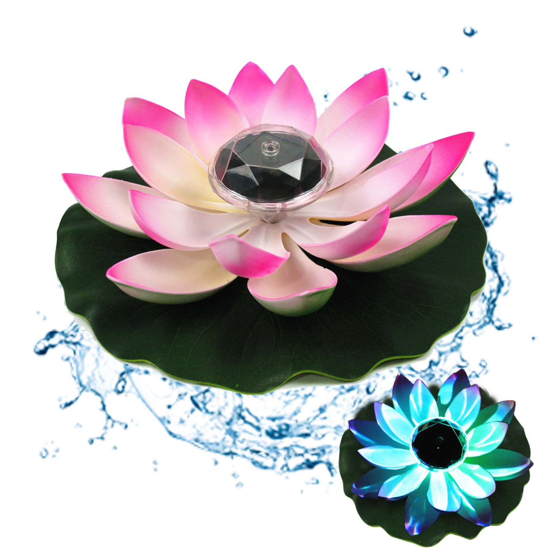 Aetherize Lotus Flower Solar Light for Pool Floating Lotus Light 11.02 Inch Waterproof Solar Pond with Hook for Garden Lawn Backyard Pond Fountain Gradient Color Lights