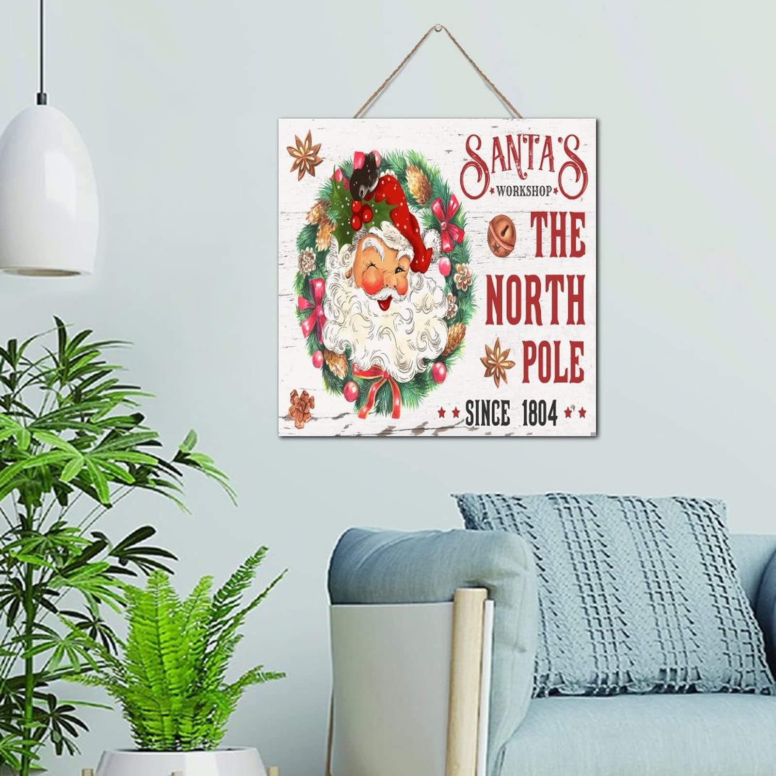 Panneau en bois positif de l'atelier du Père Noël : le cadeau idéal pour embellir un intérieur