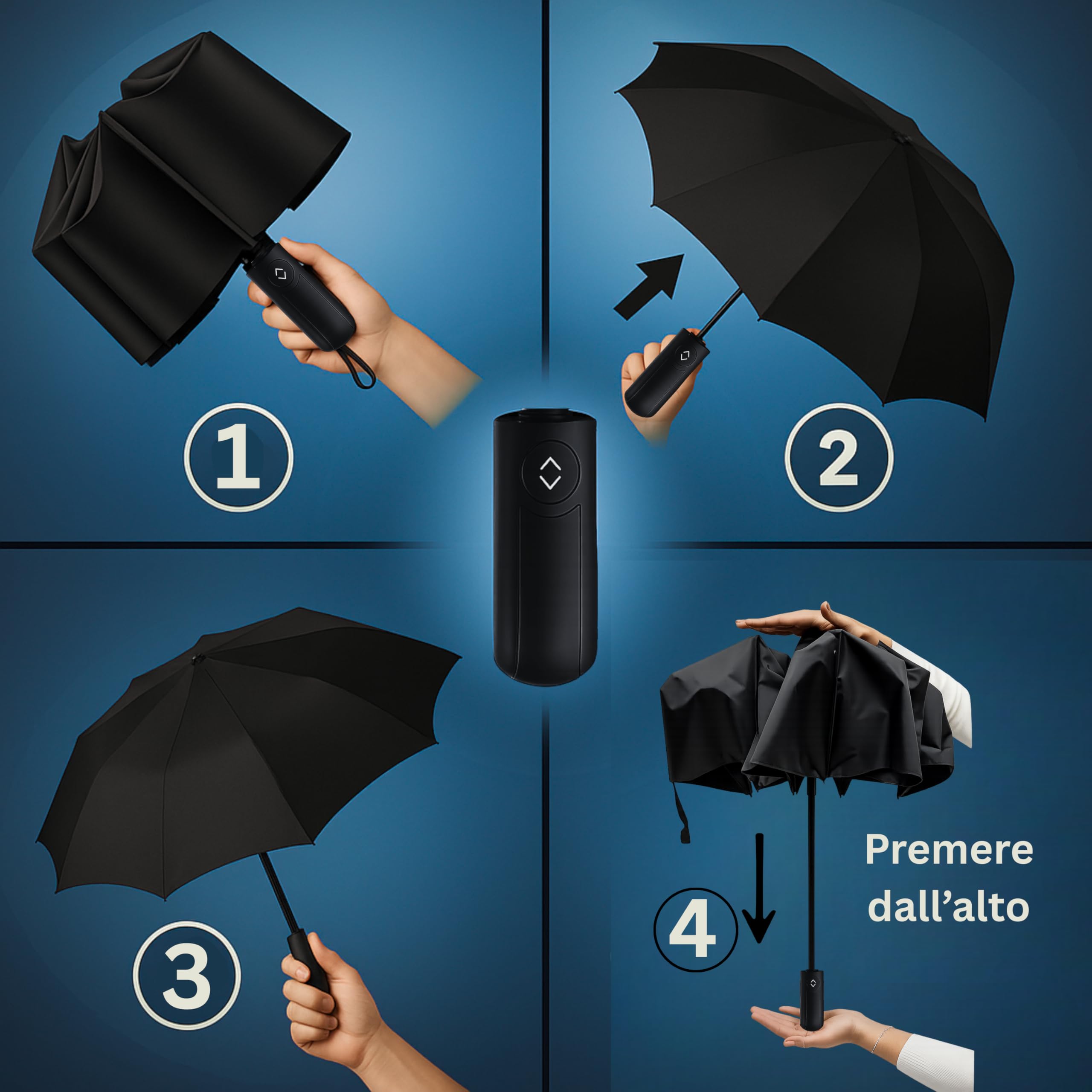 Ombrello pieghevole I Ombrello pioggia 3 misure Ø95cm, Ø100cm, Ø105cm | Ombrello antivento, piccolo e leggero I Ombrello da viaggio per uomo e donna I Umbrella automatico apri e chiudi I Drytogo