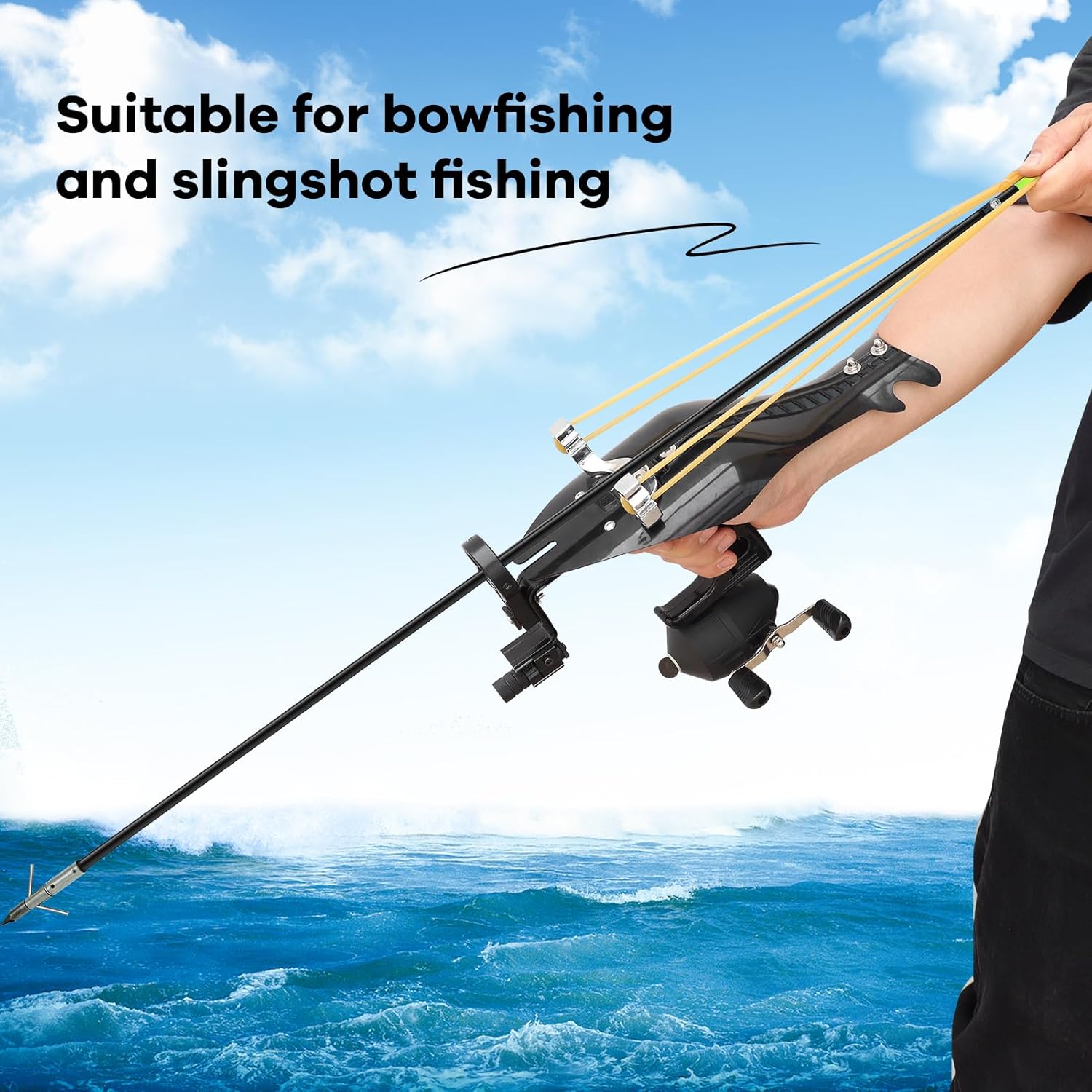 HBG 6Pcs 34'' Fiberglass Fishing Arrows 8mm Fishing Bow Arrows with Points Archery for Compound Bow and Recurve Bow Hunting Fishing